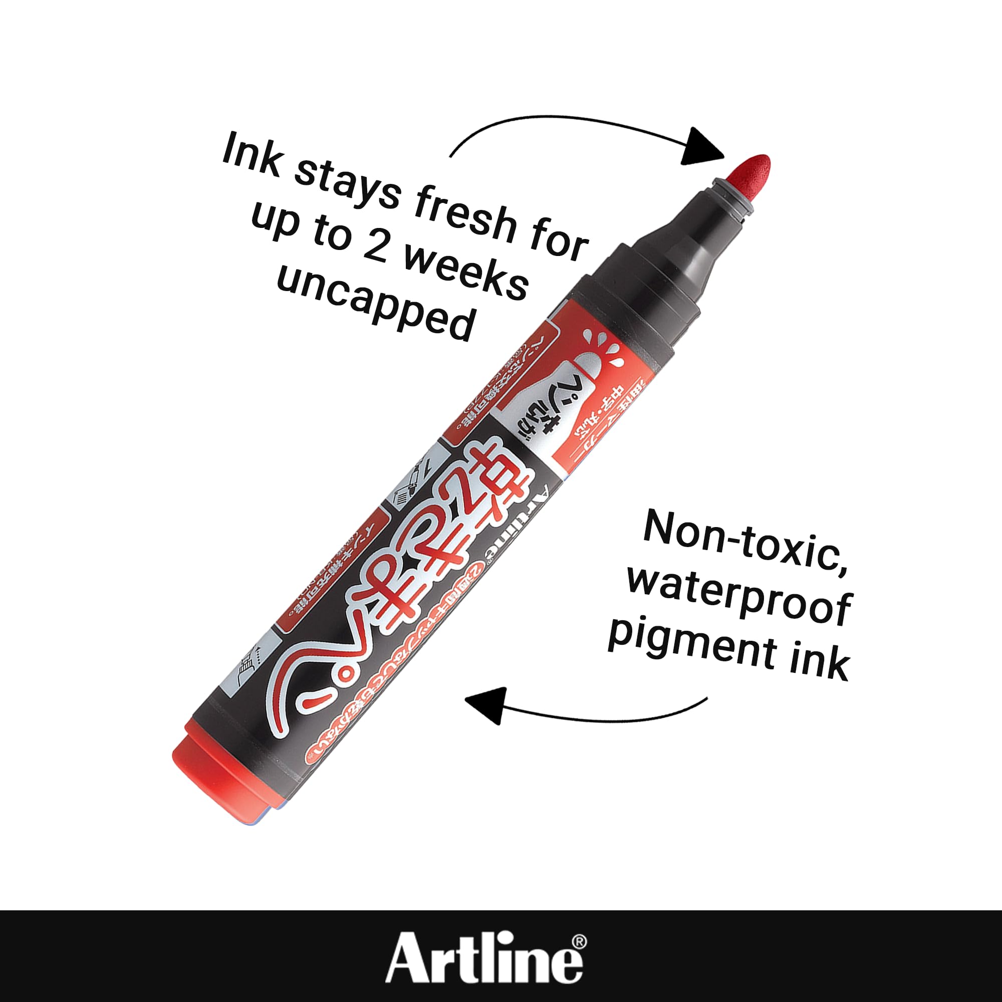 Artline Kawakima Red Permanent Marker Pens (Pack of 12) 1.5mm Nib for Home and Office Use, Dry Safe for 2 Weeks Uncapped, Reuseable, Waterproof, Non-Toxic - Genuine Artline Stationery Supplies - Image 4