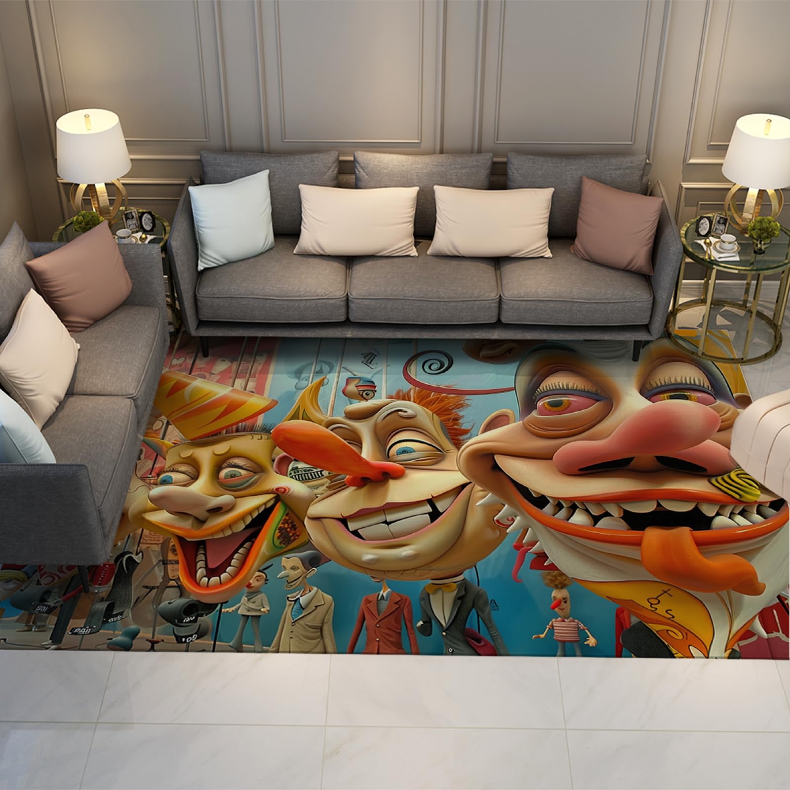 Tapis dessin animé antidérapant et lavable en grand format 90x120cm