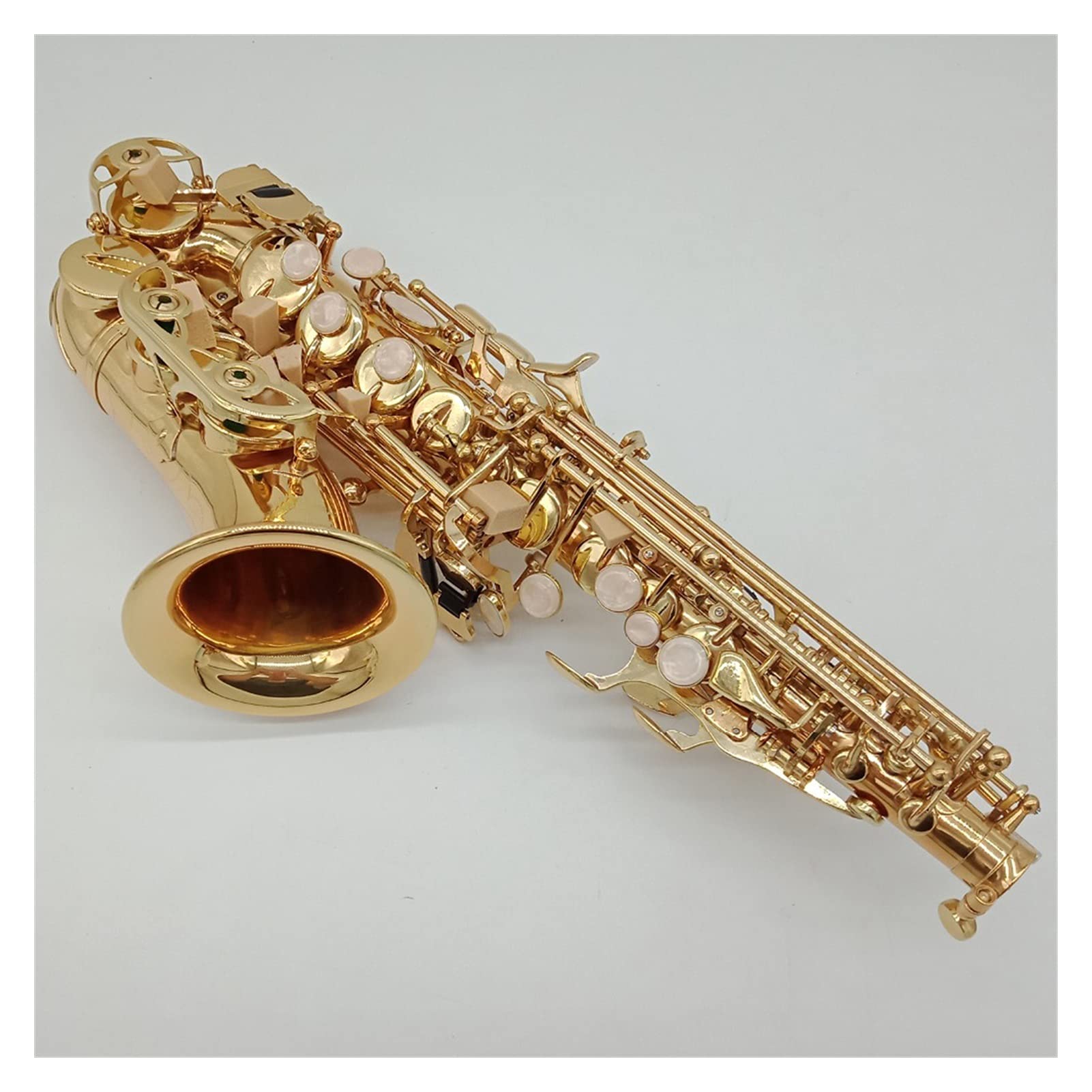Laccato in Oro Curvo Soprano Sax Bocchino Reeds Collo Accessori per Strumenti Musicali Tipo Chiave Strumento a Fiato