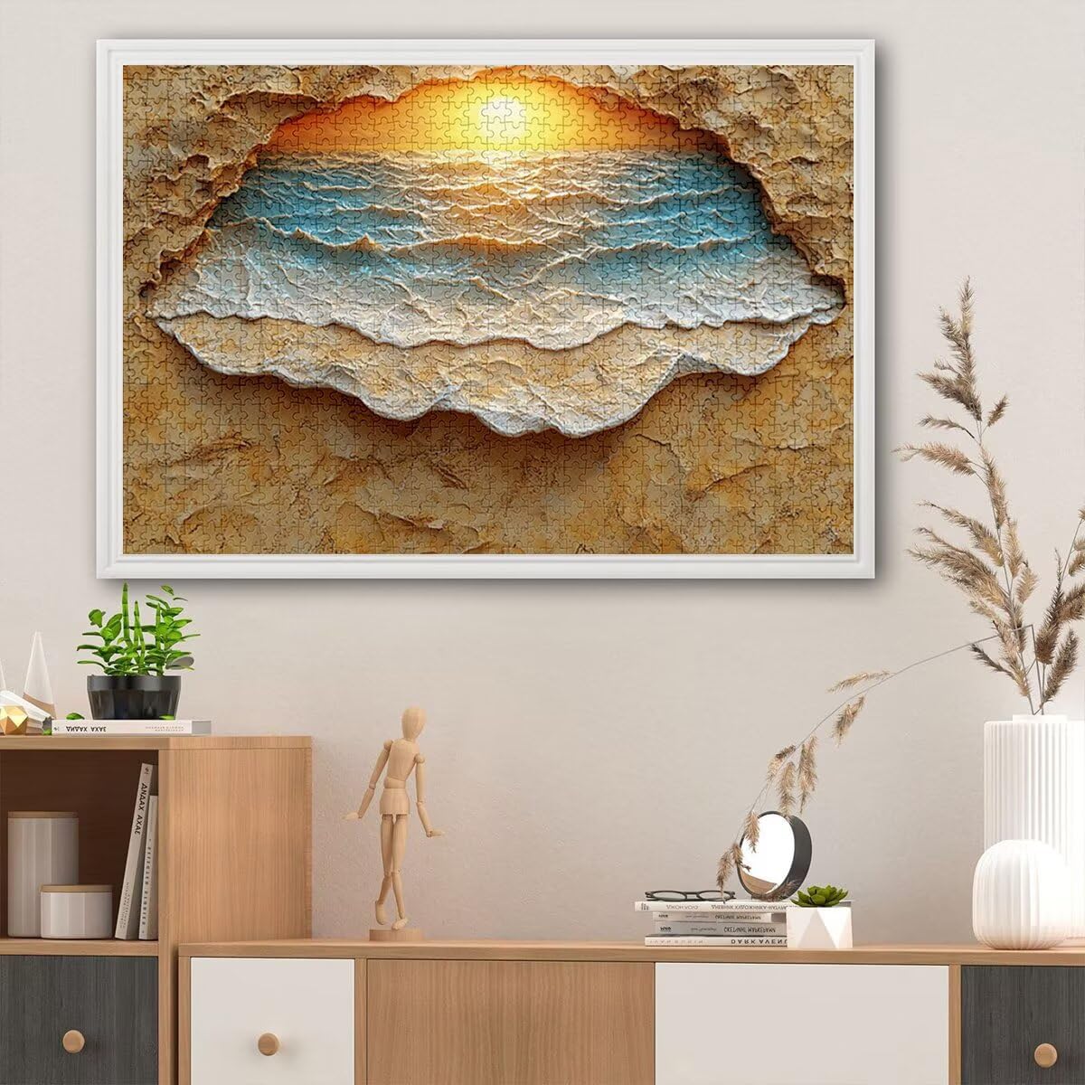 Puzzle 5000 elementów, zachód słońca, abstrakcyjne puzzle dla dorosłych, 5000 elementów, drewniane puzzle dla dorosłych, trudna łamigłówka, gra logiczna dla całej rodziny, drewniane puzzle, dekoracja