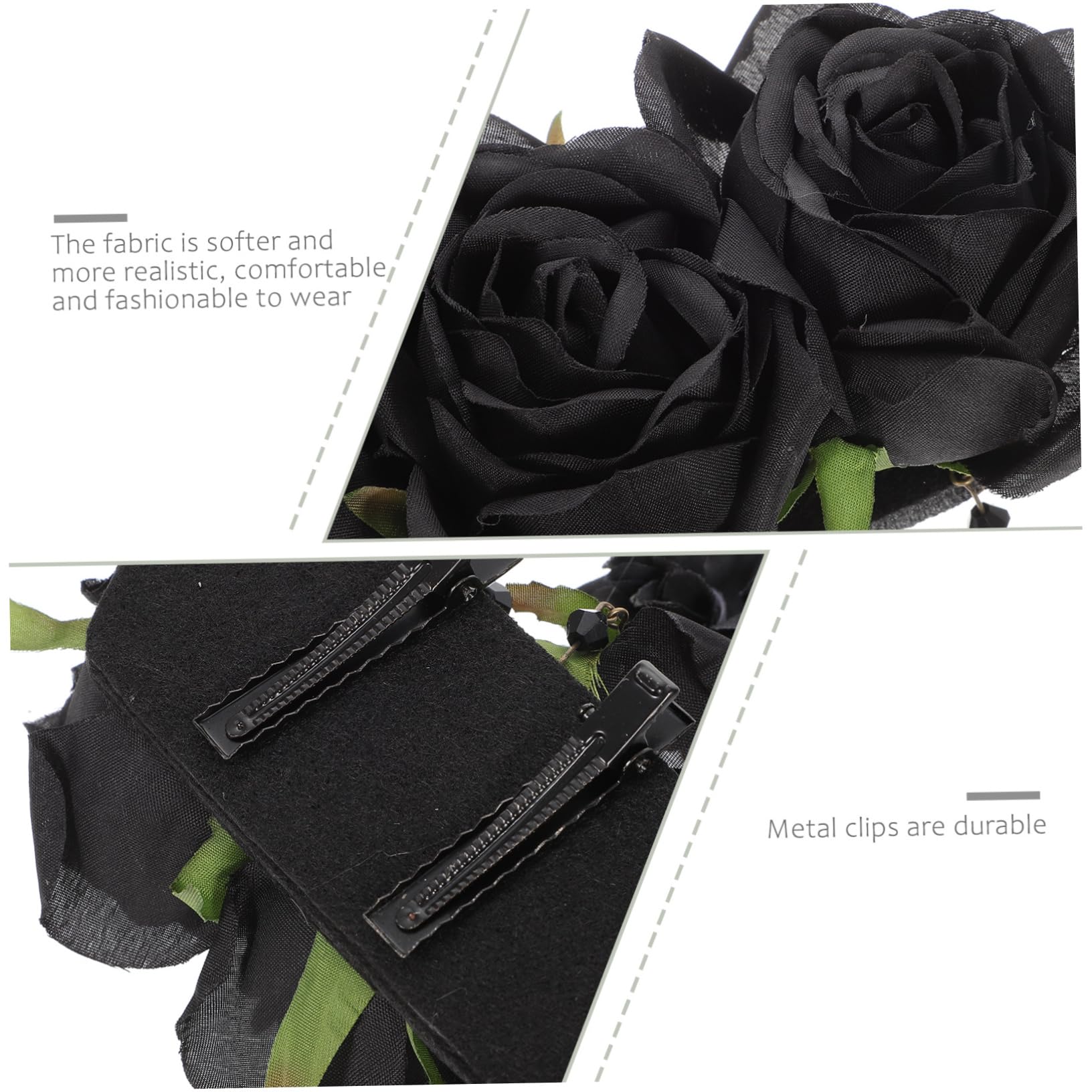 POPETPOP 4 Piezas Pasador De Pelo Rosa Pinzas Para El Cabello De Flores No Oscuras Pinzas Para El Cabello De Las Mujeres Rosas Horquilla Gótica Tela Oscuro Presilla Lateral Perder