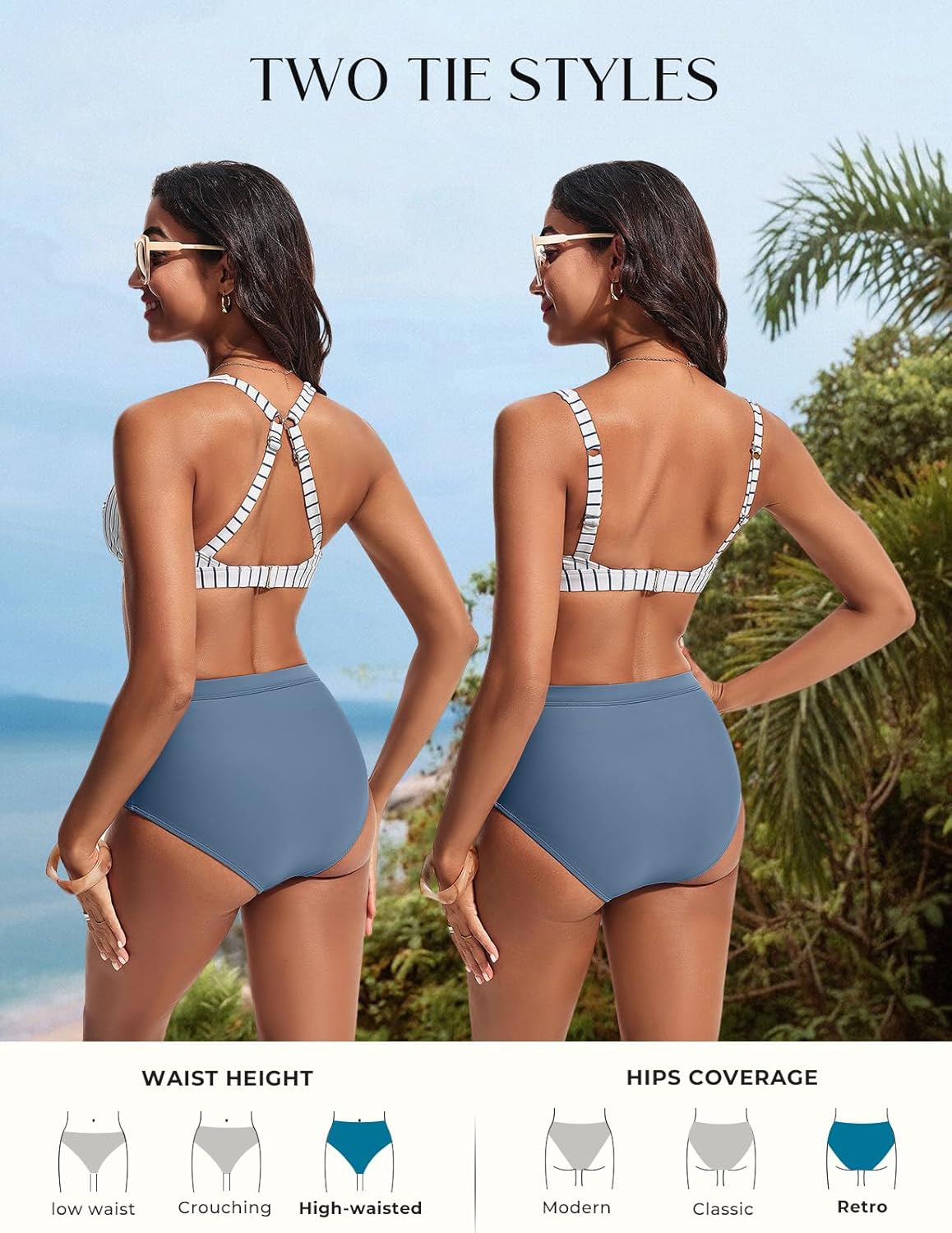 Hanna Nikole Women's Bikini Sets High Waisted, 2 Piece Bathing Suit Tummy Control, Push Up Cutout Ruched Swimsuit Beachwear - Image 2