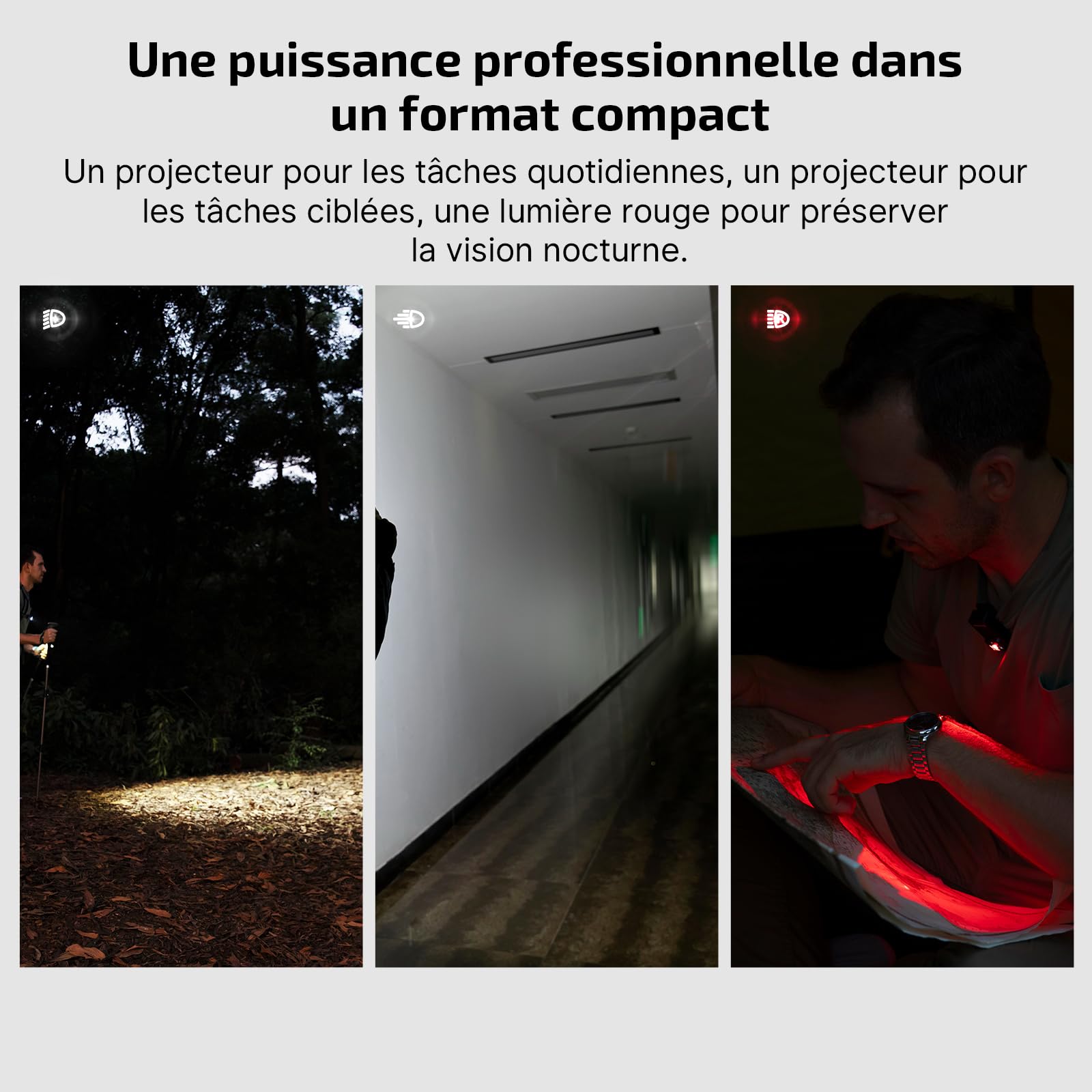 OLIGHT Oclip Pro Lampe de Poche à Clip 3 Sources de Lumière 5 Modes 500LM 120M Performance Max. Mini Lampe Torche Longue Durée 144H EDC Type C Rechargeable Petit Lampe IPX6 pour l'éclairage de Secours