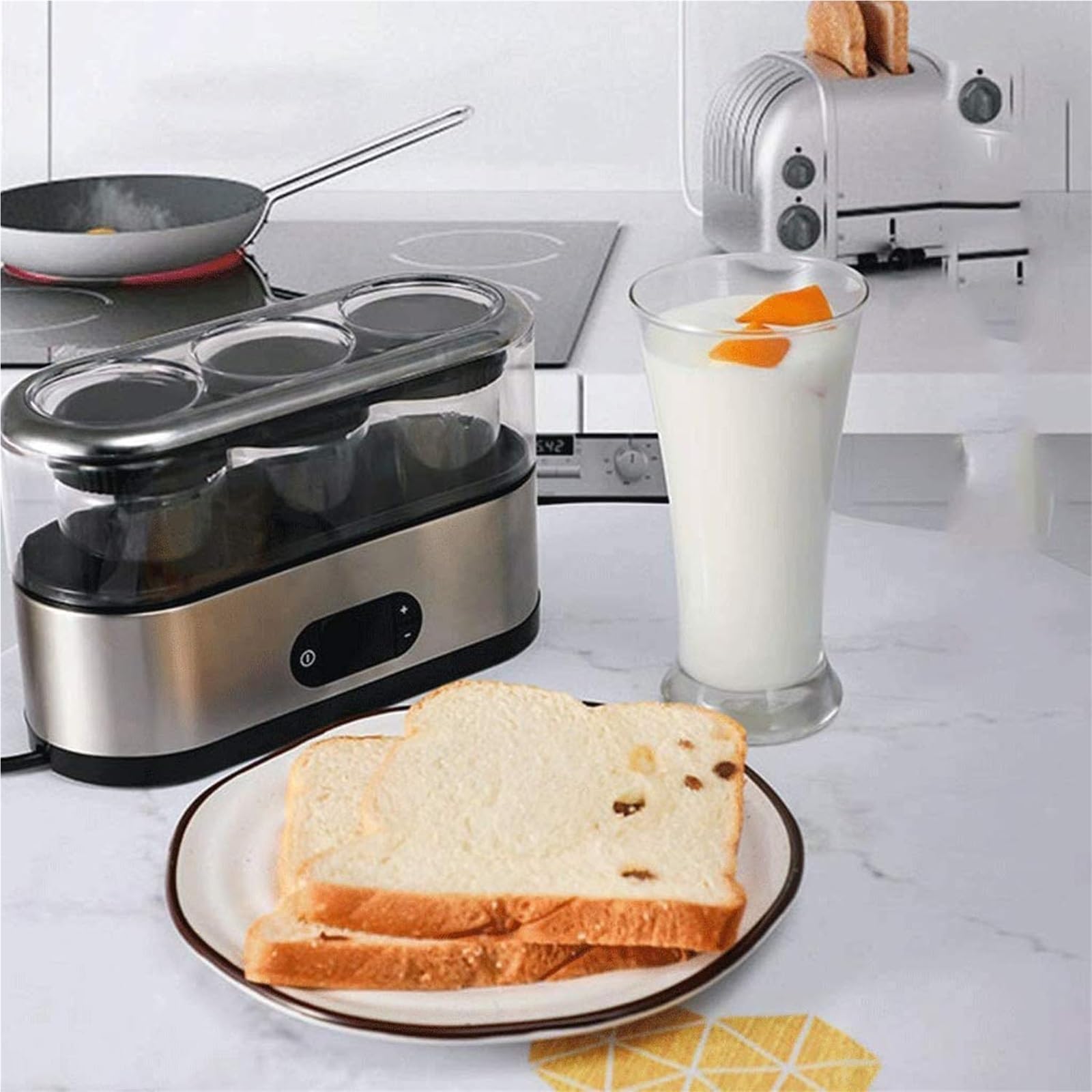 Yogurteras Eléctricas, 3*150ML Máquina de Yogur Totalmente Automática con Pantalla LCD, Yogurtera con Control de Temperatura y Temporizador de 42 ℃, Máquina de Yogur de Fermentación for Yogur Casero