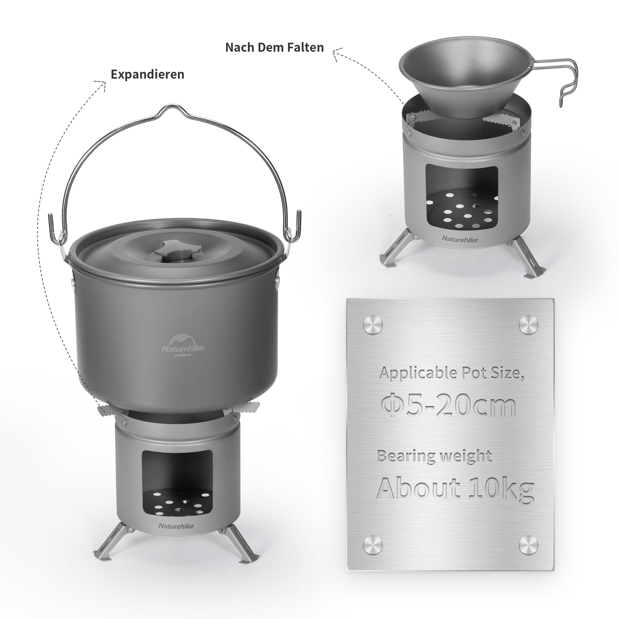 Naturehike Portable Titanium Stove, Lightweight Camping Stove for Outdoor Cooking Foldable Stand - Image 3