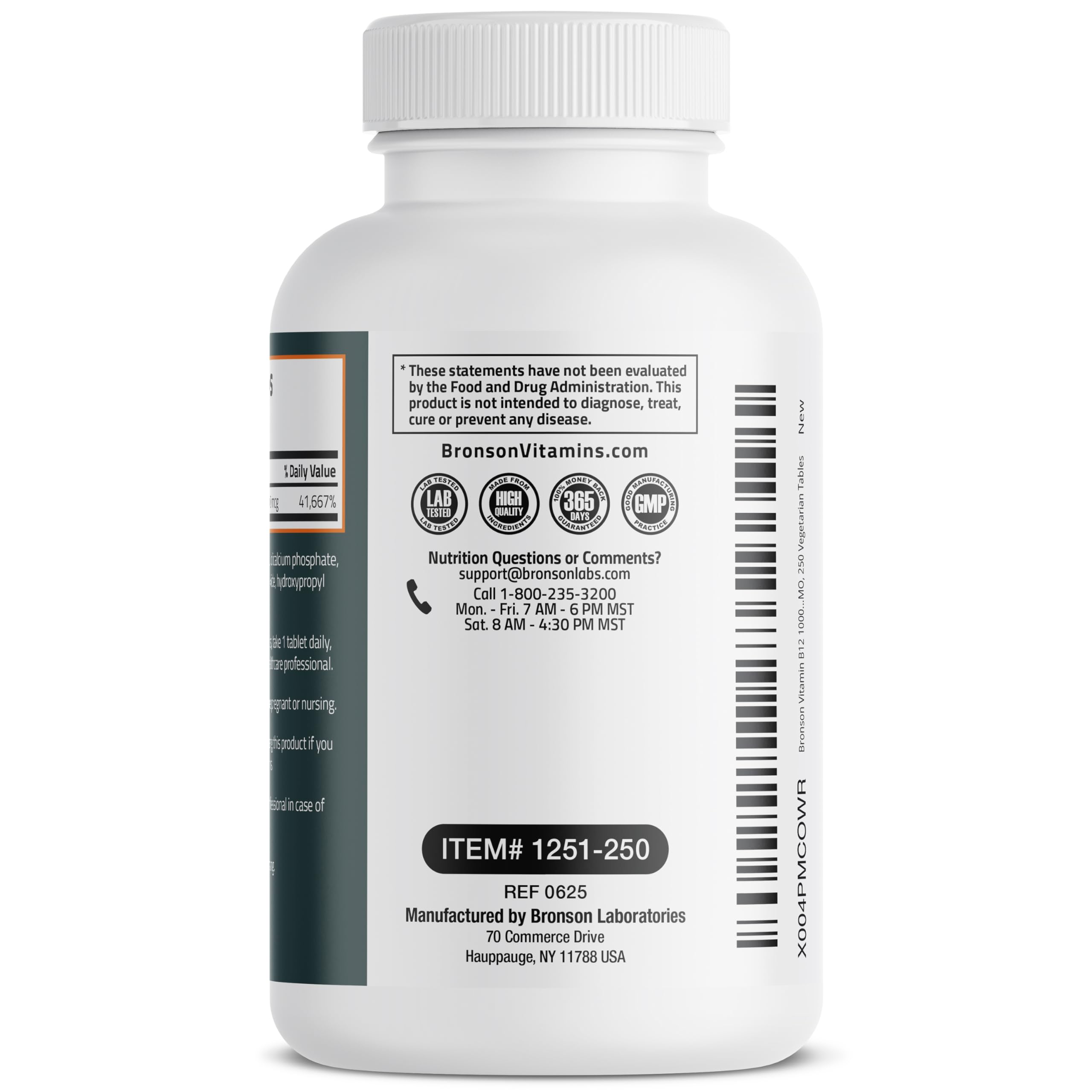 Bronson Vitamin B12 1000 mcg Once-Daily Formula, 250 Vegetarian Tablets — Amazon image 7
