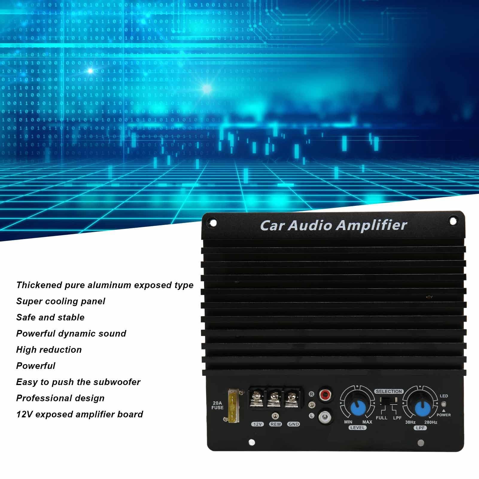 Endstufe Auto Audio Verstärker Platine, 12V Subwoofer Verstärker Amplifier Board Subwoofer-Plattenverstärker aus Aluminiumlegierung für Fahrzeuge