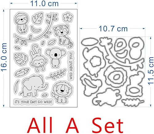 Miniatura 3 de Juego de sellos y troqueles de animales para hacer tarjetas, sellos transparentes y troqueles de corte de metal para álbumes de recortes,