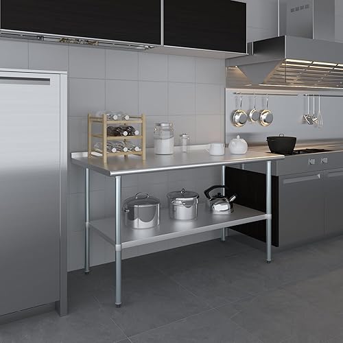 Miniatura 8 de AmGood Mesa de trabajo de acero inoxidable  Mesa utilitaria de metal (60 pulgadas de largo x 30 pulgadas de profundidad)