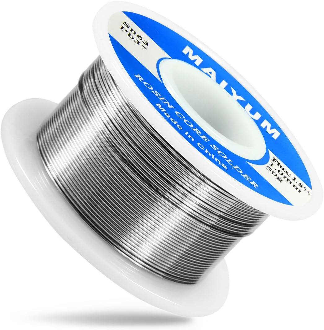 MAIYUM 63-37 Tin Lead Rosin Core Solder Wire for Electrical Soldering (1.0mm 50g)
