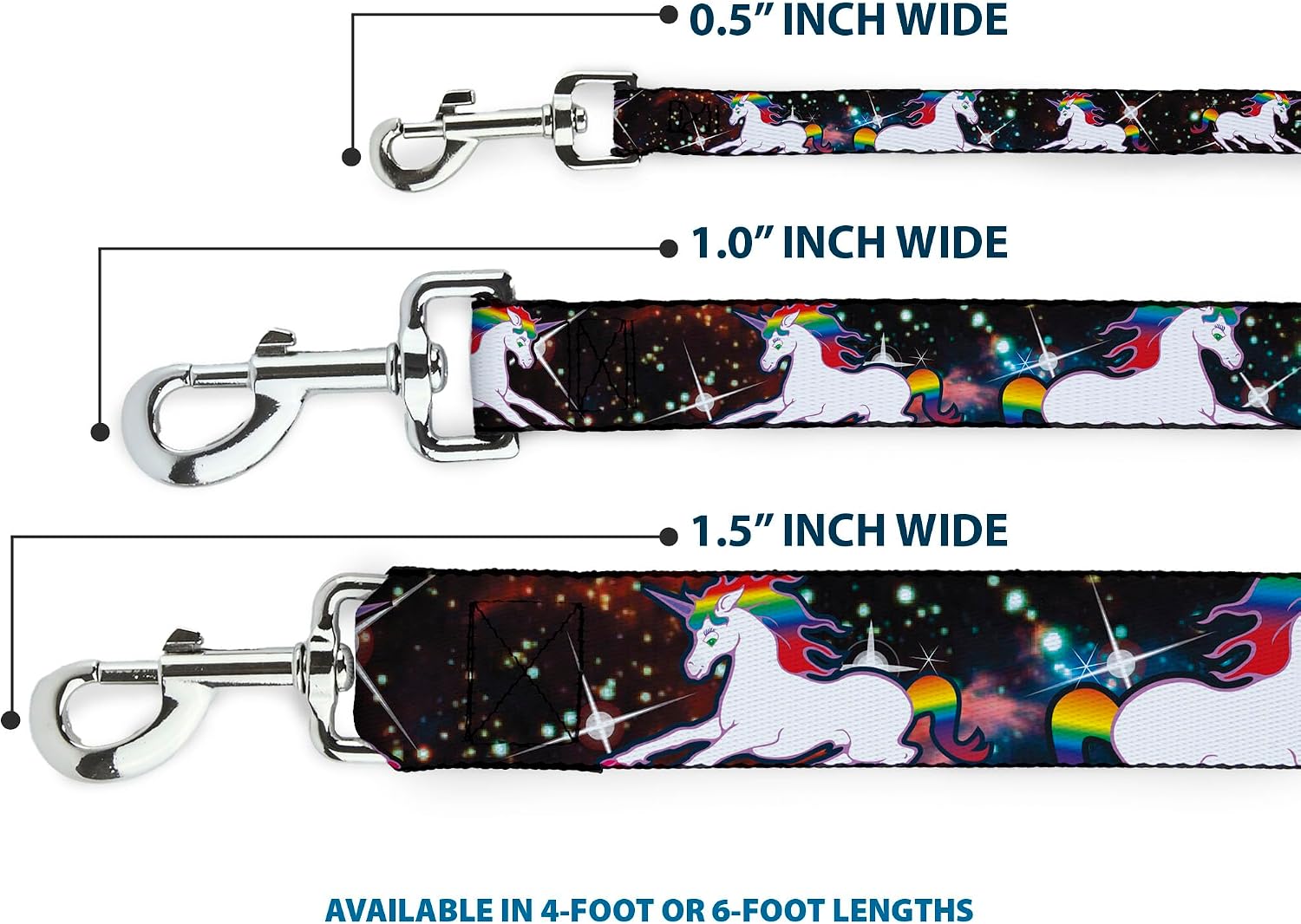 Dog Leash Unicorn Universe 6 Feet Long 1.0 Inch Wide