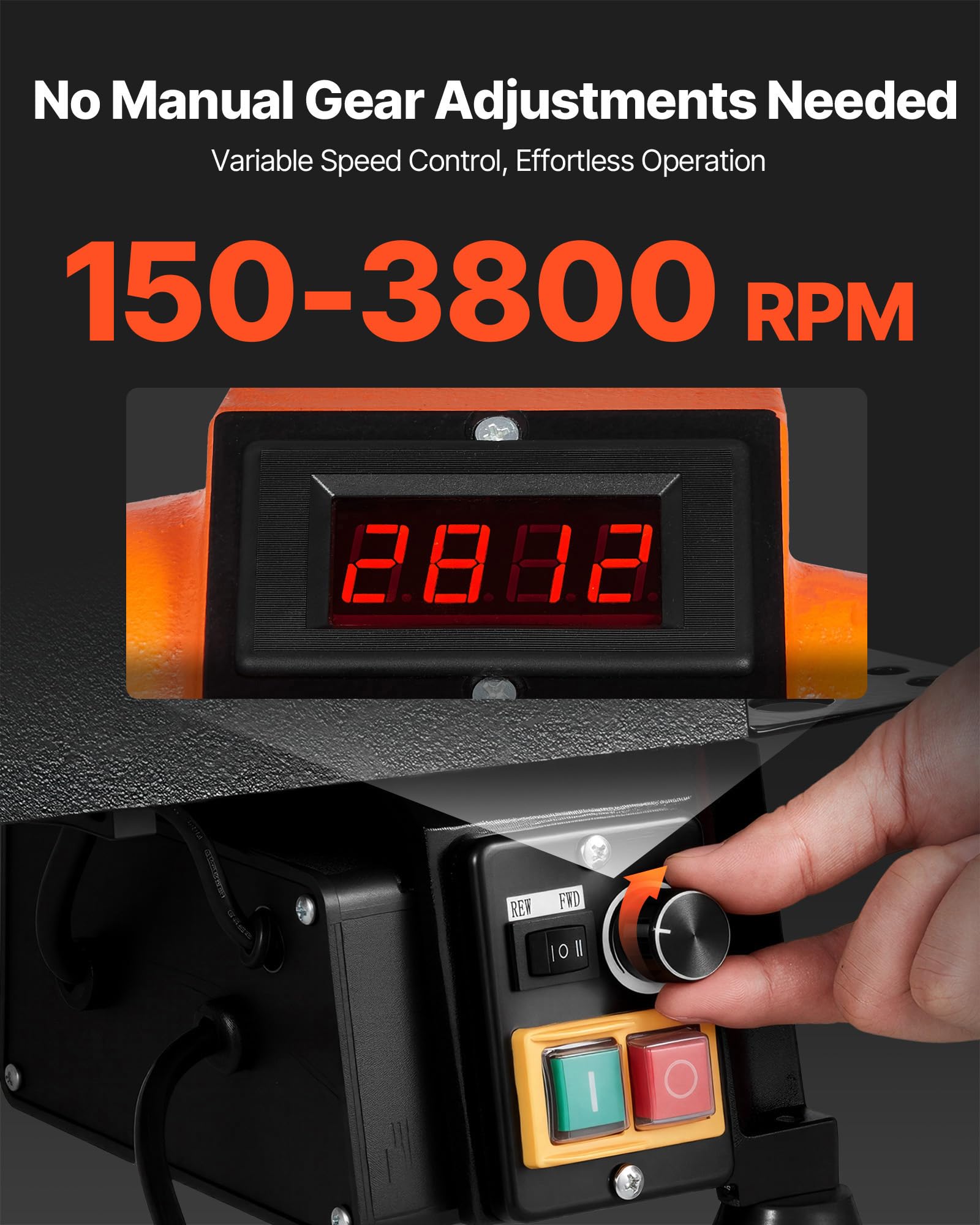 VEVOR tokarka, 1 KM/750 W, tokarka o zmiennej prędkości obrotowej od 0 do 3800 obr./min, tokarka 304 x 465 mm, stół warsztatowy, tokarka, dla początkujących i majsterkowiczów do obróbki drewna