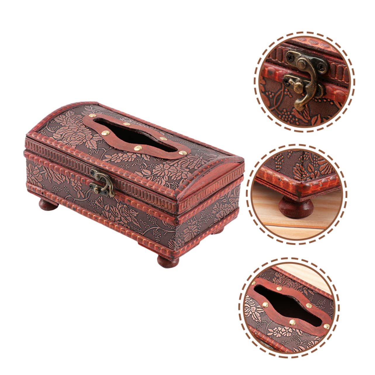 Zerodeko 2 Pezzi Contenitore per Tovaglioli di Carta in Legno, Porta Fazzoletti Retrò, Design Classico, Leggero, per Bagno e Scrivania Ufficio