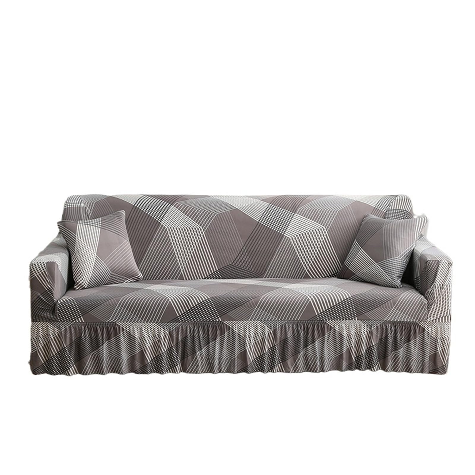 Printed Ruffled Skirt Sofa Covers for Living Room Stretch Couch Cover Furniture Protector Easy Fitted Washable Gonna copertura divano(Color 22,3-seater 190-230cm)