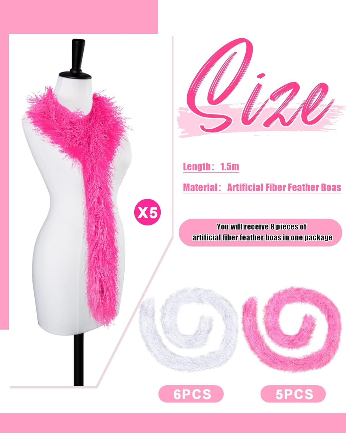 Taiyin Feather Boas Artificial Fluffy Boas Bulk Decoration for Wedding Costume Halloween Birthday Xmas - Image 2