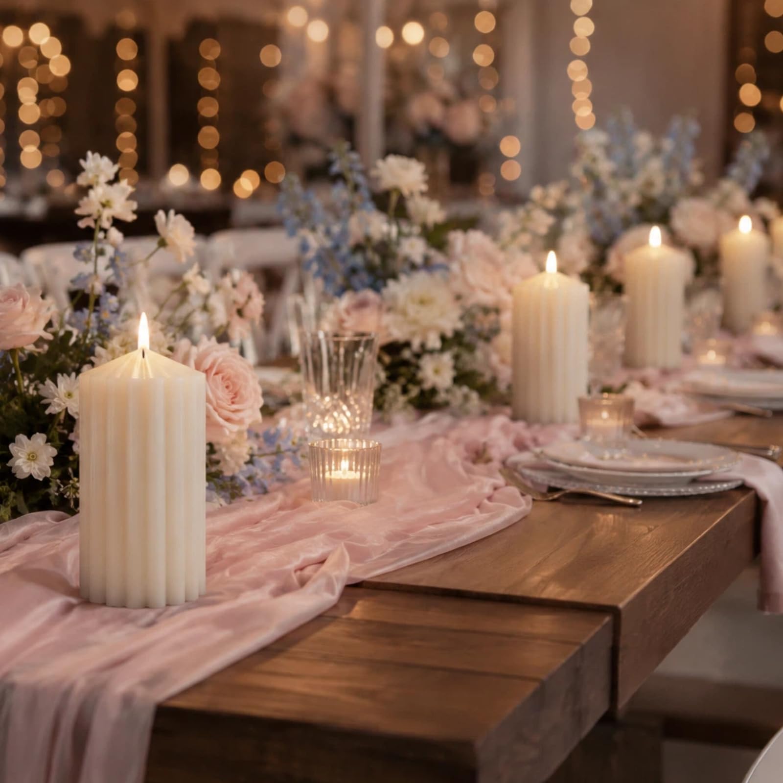 6 velas de cera de soja, cada una de 60 horas de combustión, velas acanaladas de cera de soja 100% pura natural, velas de pilar no tóxicas de larga combustión para el hogar, boda, iglesia