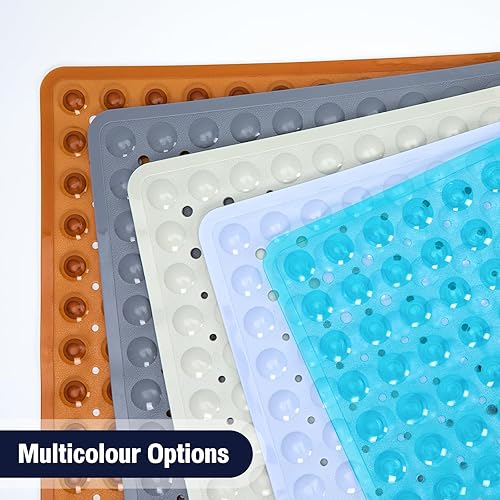 Miniatura 6 de Tapete cuadrado antideslizante para ducha interior, color gris transparente, 21 x 21 pulgadas, tapete para suelo de baño, tapete de baño suave para