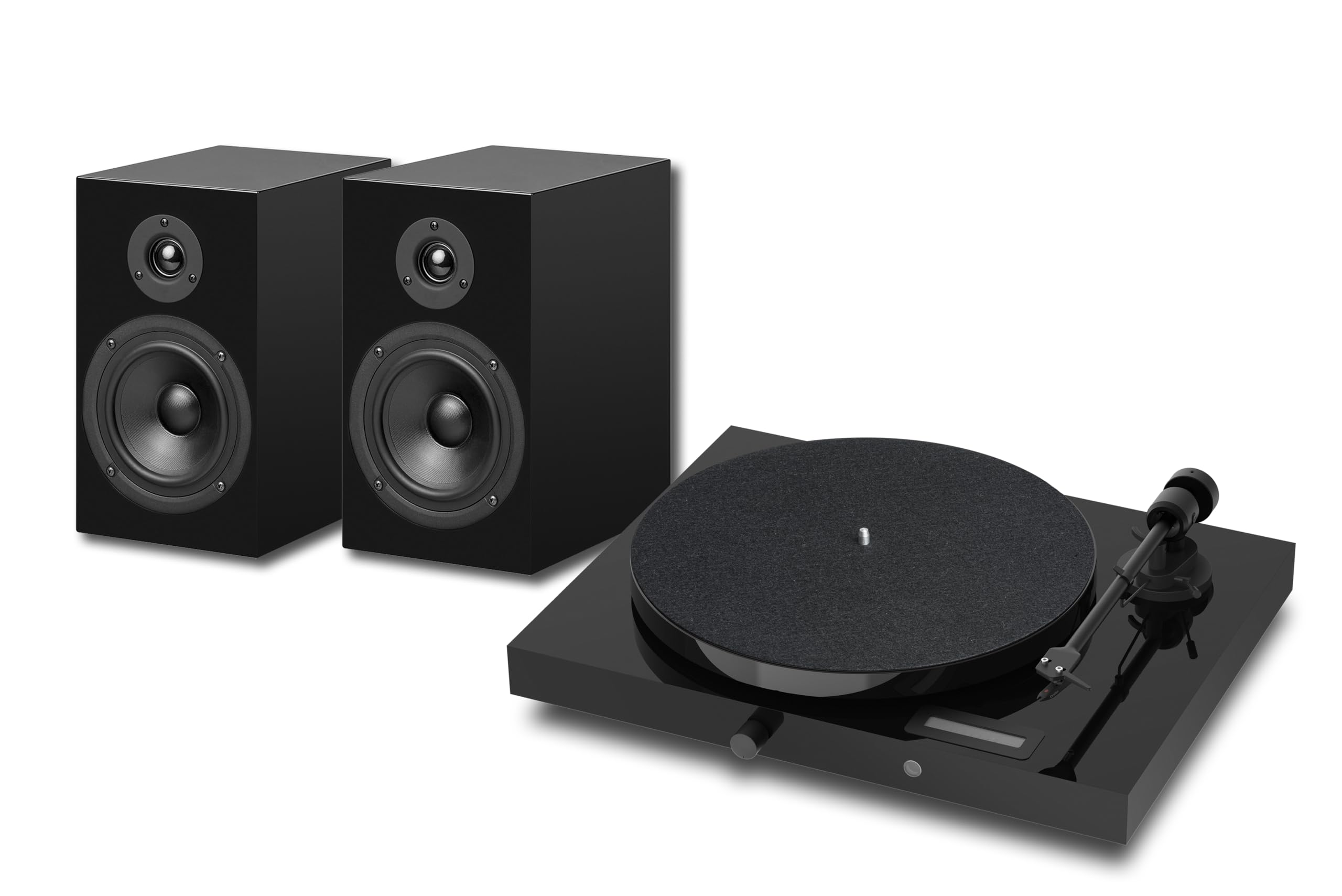 Pro-Ject Juke Box E1 HiFi Set, Audiophiles Plattenspielersystem mit Lautsprechern, BT Streaming, Line Input, Fernbedienung (Schwarz)