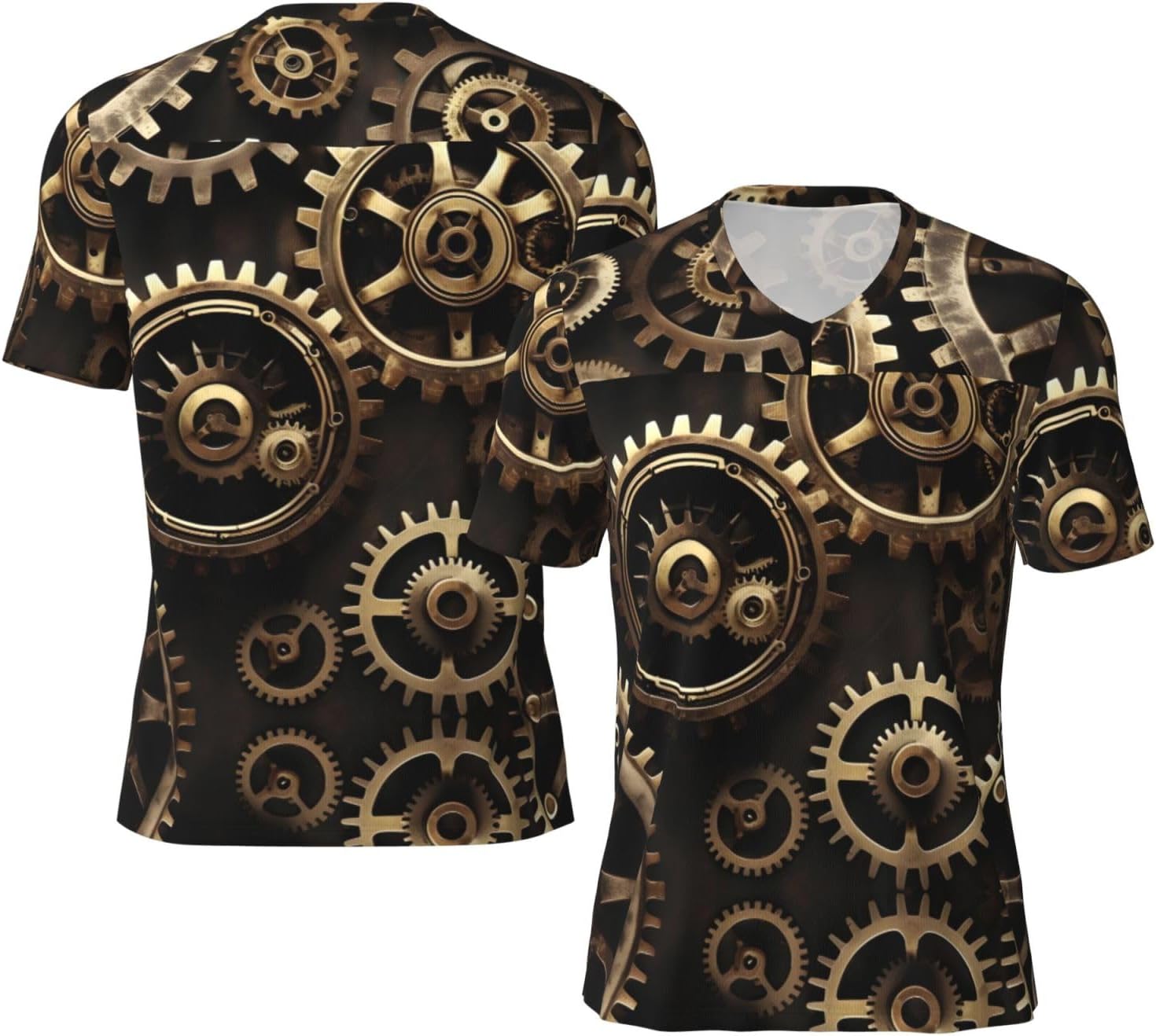 Cool Steampunk Gears Rugby Football Jersey for Men, Comfortable V-Neck Loose Fit Top for Team Sports Athletics