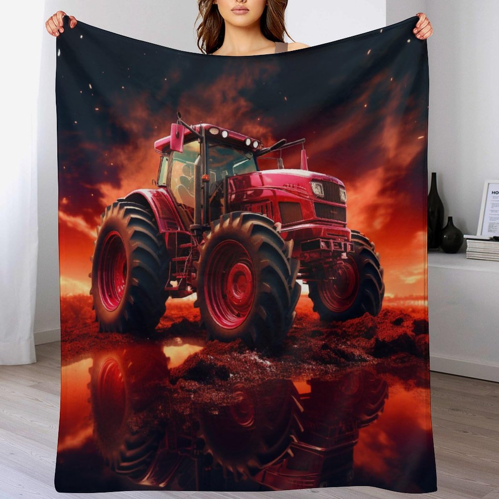 Tractor Throw Blanket, Flannel Throw Blanket Sofa Chair Cover Decorative for Bed Couch Soft Chair, Pattern Throw Travel Nap Throws Blanket(130×180cm) — image 1