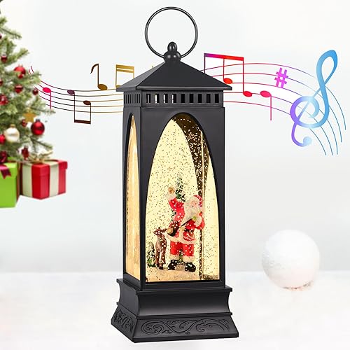 AOMIL Faroles de Navidad, linterna de globo de nieve de Navidad, linterna de globo de nieve de Navidad, globos de nieve de Navidad con música,