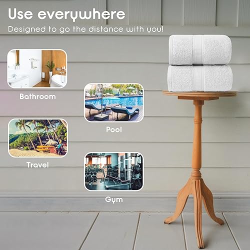 Miniatura 4 de Ariv Paquete de 2 toallas de baño jumbo de alta calidad, extra grandes de 35 x 70 pulgadas, 100% algodón, súper suaves, altamente absorbentes, de