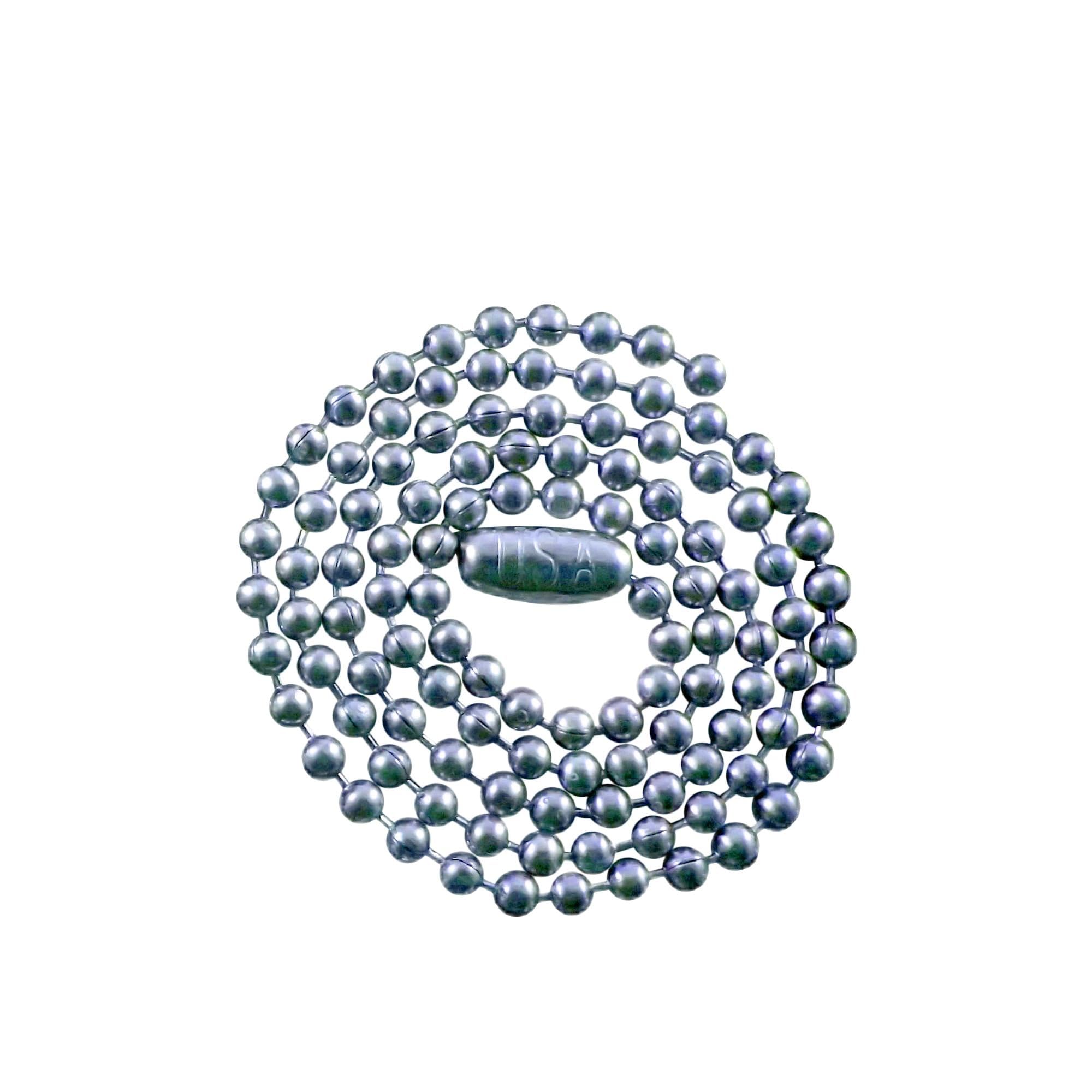 Stainless Steel Ball Chain Necklaces - T304 Stainless 2.4mm Chains - Made in USA Military Grade Chains in Multiple Lengths (18, 24, 27, 30, 36 Inch) - Authentic U.S. Military Dog Tag Chain