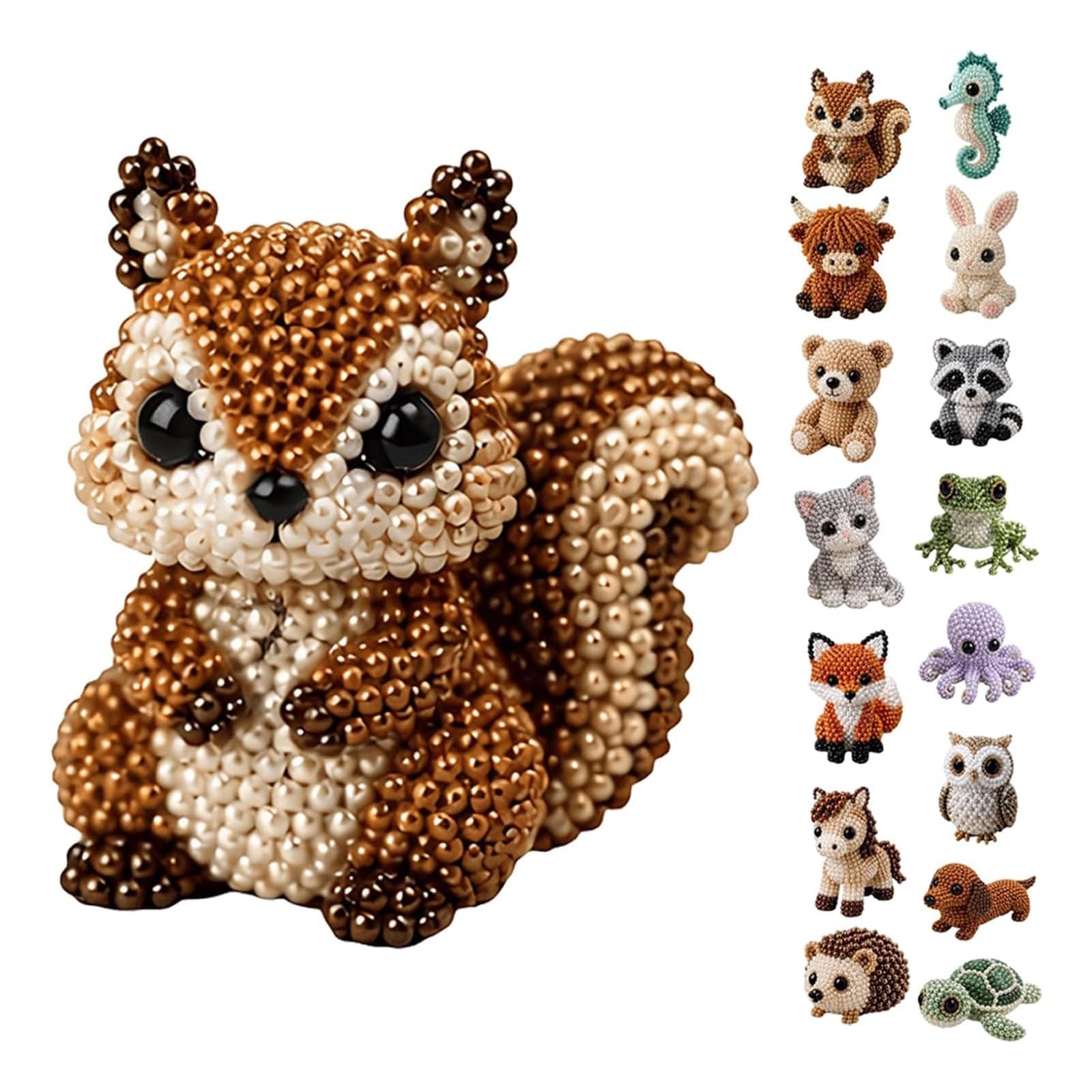 DIY Animal Beading Kit, Tiny 3D Beaded Animal DIY Set, with Colorful Beads and Instructions, Bead Embroidery Kits, Creative Arts & Crafts Gift for Adults & Beginners (#A)