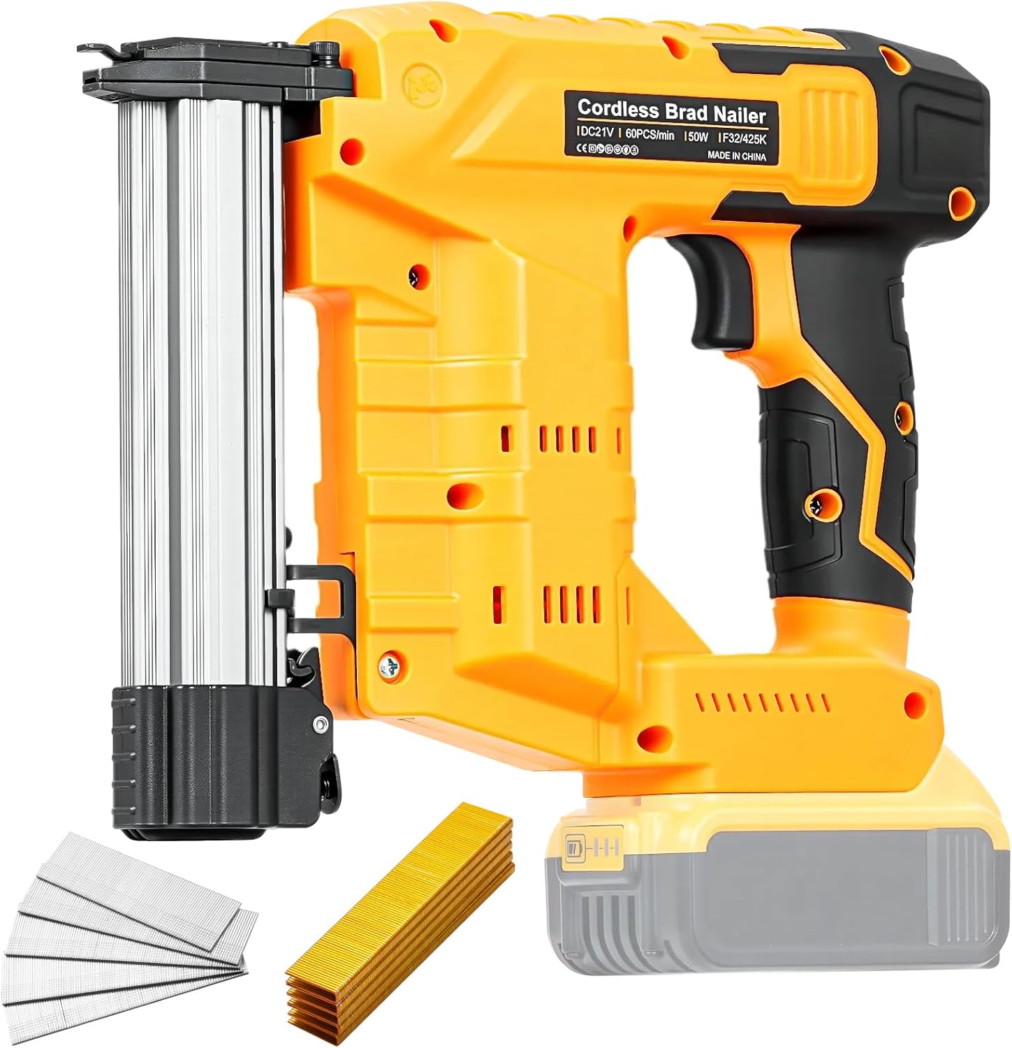 Cordless 18GA Brad Nailer for Dewalt 20V Max, 2 in 1 Electric Nail Gun Staple Gun with 18GA Nails/Staples, Battery Power Nail Gun for Trim Wood Crafting Home Carpentry (No Battery)