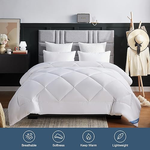Miniatura 3 de CozyLux - Edredón alternativo de plumón blanco mullido y suave para todas las estaciones, relleno de edredón acolchado de felpa de 10.58 ozm, con