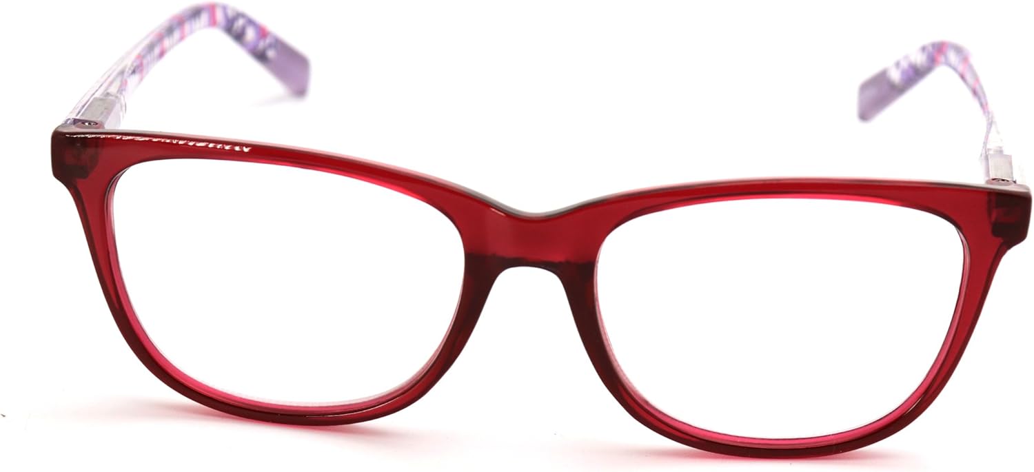 ColorViper basic cateye women reader spring hinge Reading Glasses 52m-17mm-140mm (geo pattern temples shiny red, 2.75)