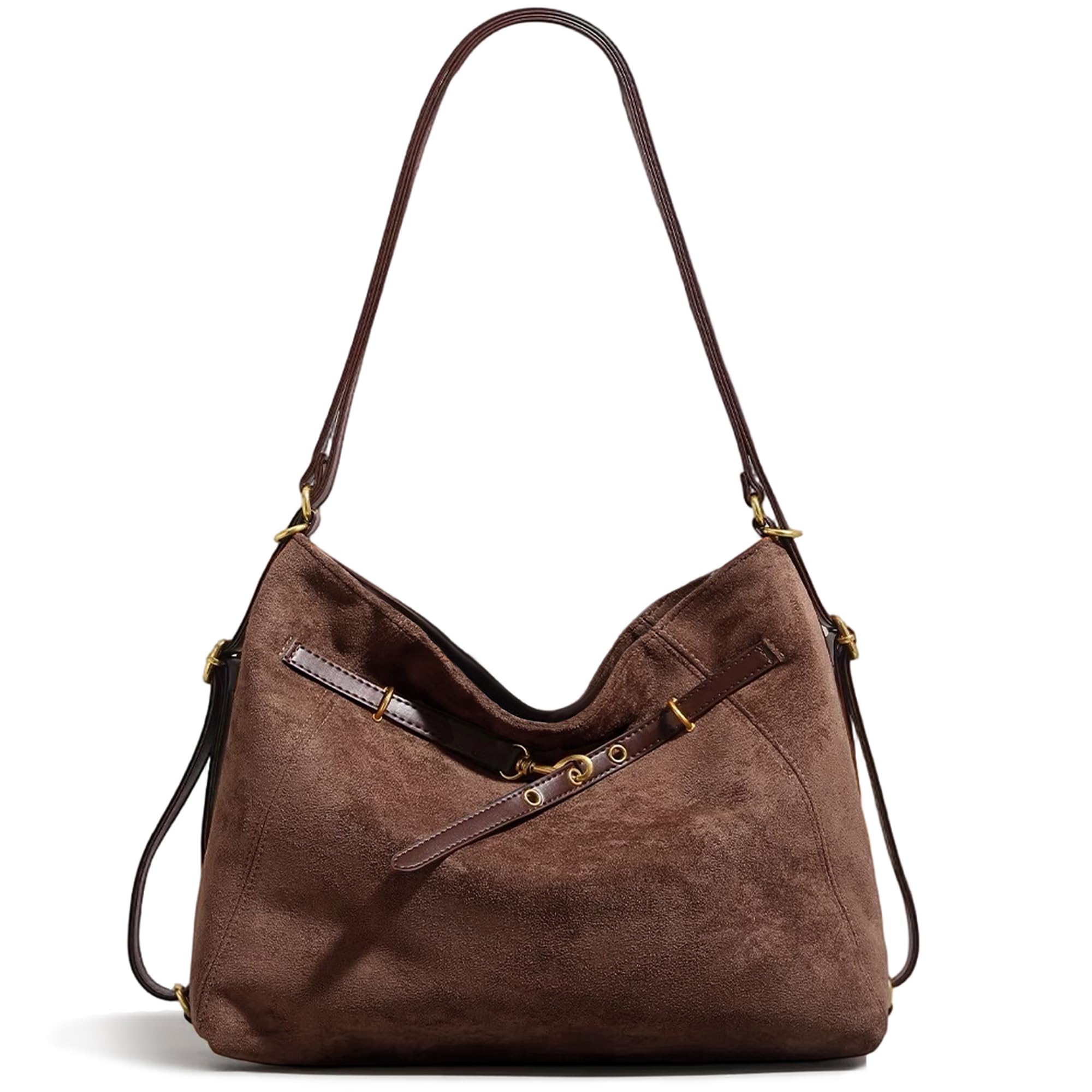 Gluckstar 2er Set Handtasche Damen Wildlederoptik, Mittelgroße Tote Bag und Shopper Handtasche mit Make-up Beutel, Elegante Alltagstasche für Arbeit, Reise, Freizeit