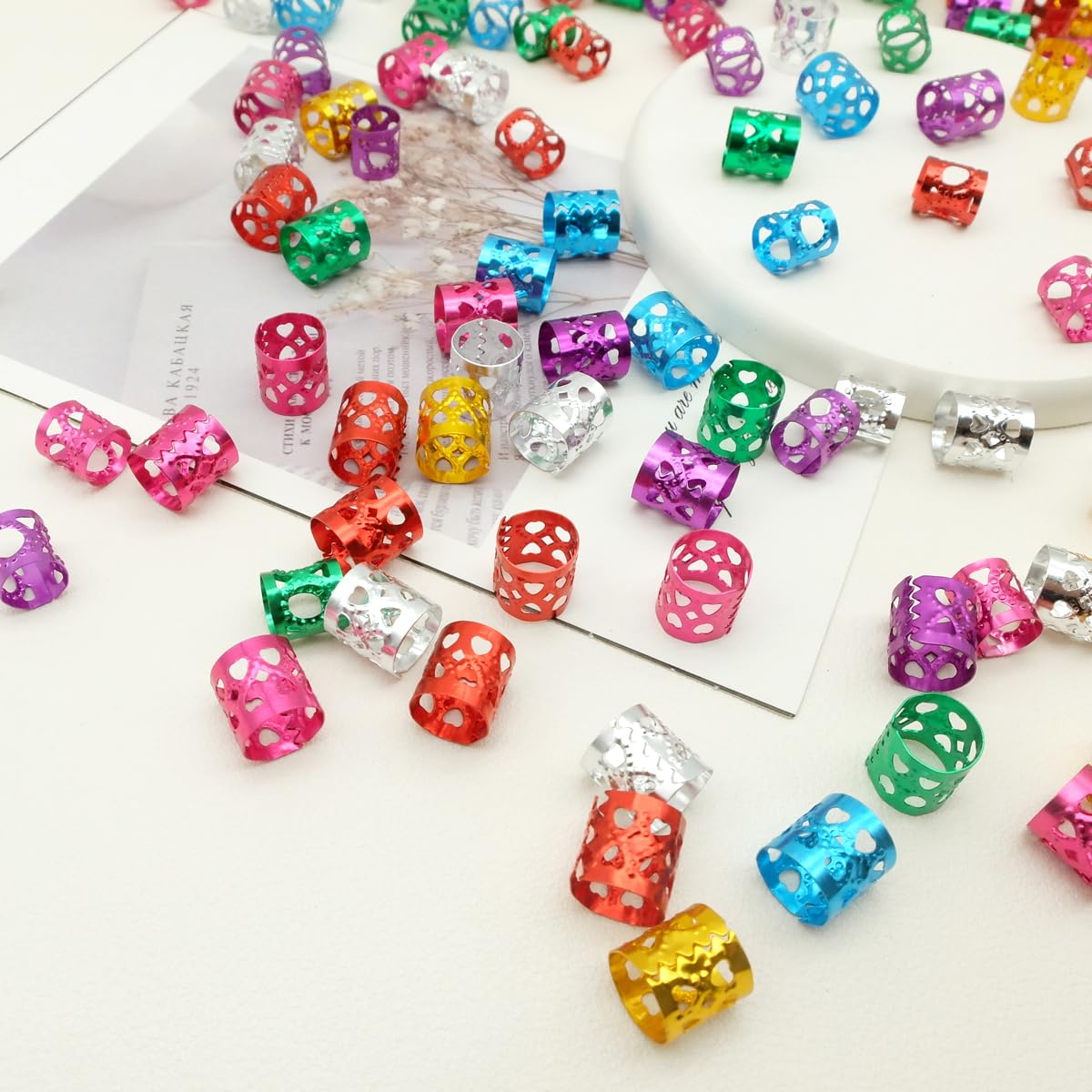 Hair Jewelry for Braids Loc Jewelry Rings for Hair Dreadlocks Hair Beads for Women Dreadlock Accessories Hair Cuffs Braiding Accessories (Style M-Multicolor 2)