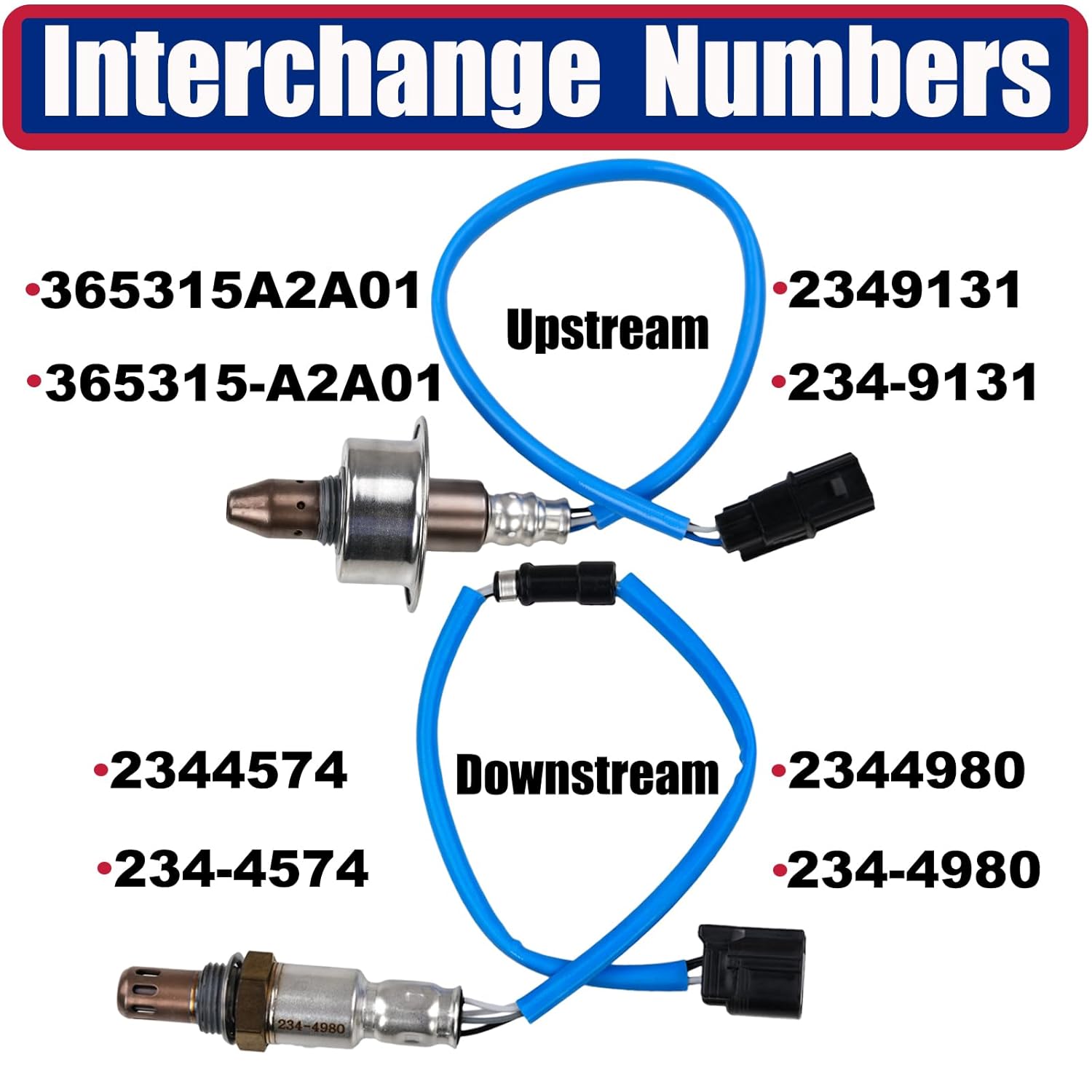 2PCS 234-9131 234-4980 Upstream Downstream Oxygen O2 Sensor Compatible with Honda Accord 2.4L L4 2013-2017 for Acura ILX 2016-2020 TLX 2015-2020 2.4L L4 Replace 234-4574