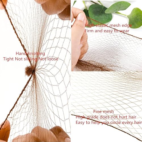 Miniatura 9 de Red para el cabello 100 piezas de 20 pulgadas empaquetadas individualmente con borde de nailon alto redes invisibles para mujeres moños servicio de