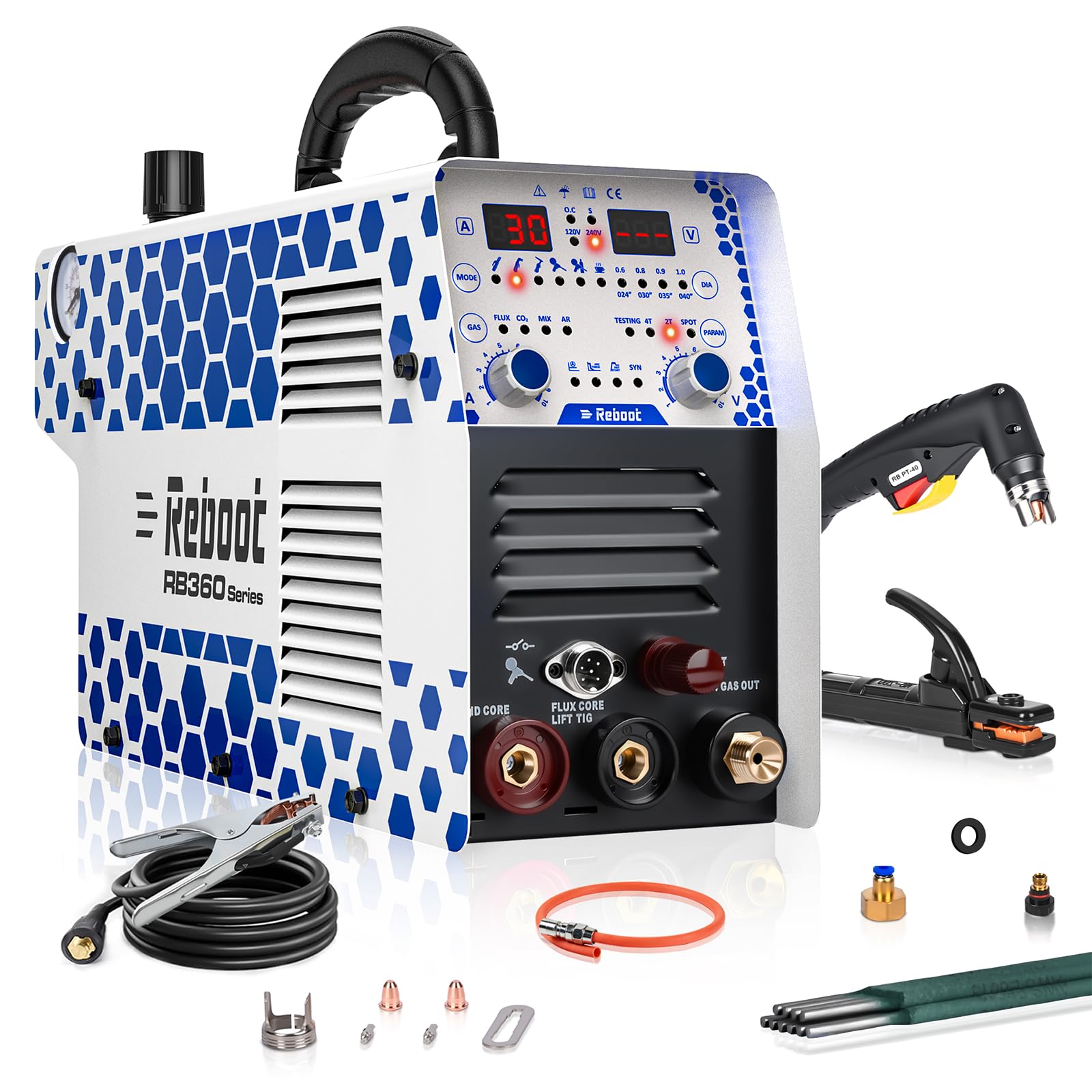 Tagliatore Plasma e Saldatrice 7en1 30A Non-HF – Utilizzo Immediato: Taglio 16mm + MMA 130A – Compatibile MIG/TIG/Alluminio – Doppia Tensione 120/240V – Officina, Bricolage, Auto | 30 A, taglio al plasma fino a 16 mm, doppia tensione 120/240 V, MMA/MIG/TIG/punto/alluminio, per officina, cortile