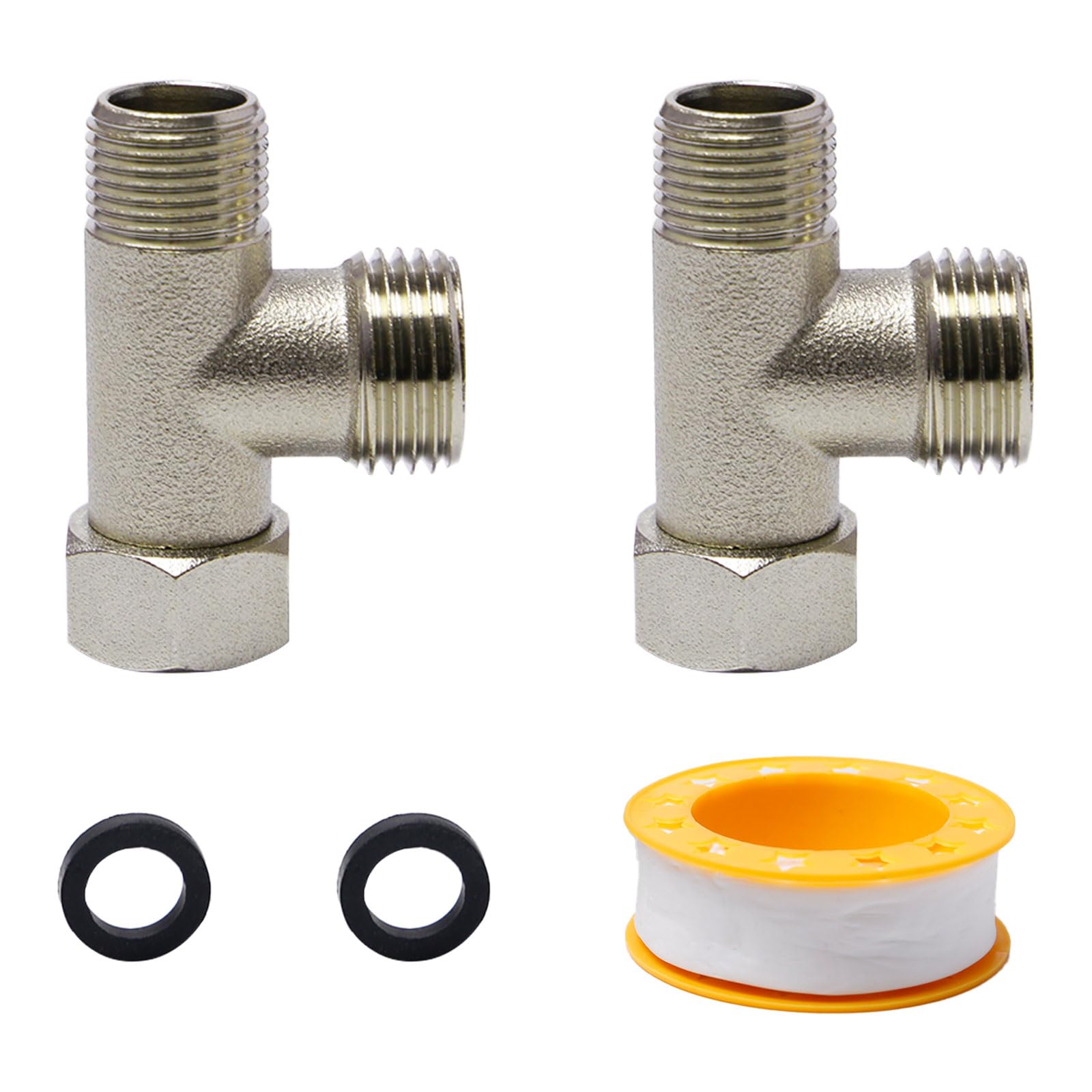 2 sztuki 3-drożnych zaworów łączących, adapter 3/8" 1/2", rozdzielacz do zaworów narożnych, 3-drożny, zawór przełączający 3/8 cala, rozdzielacz rozgałęźny, zawór przełączający z podkładką i