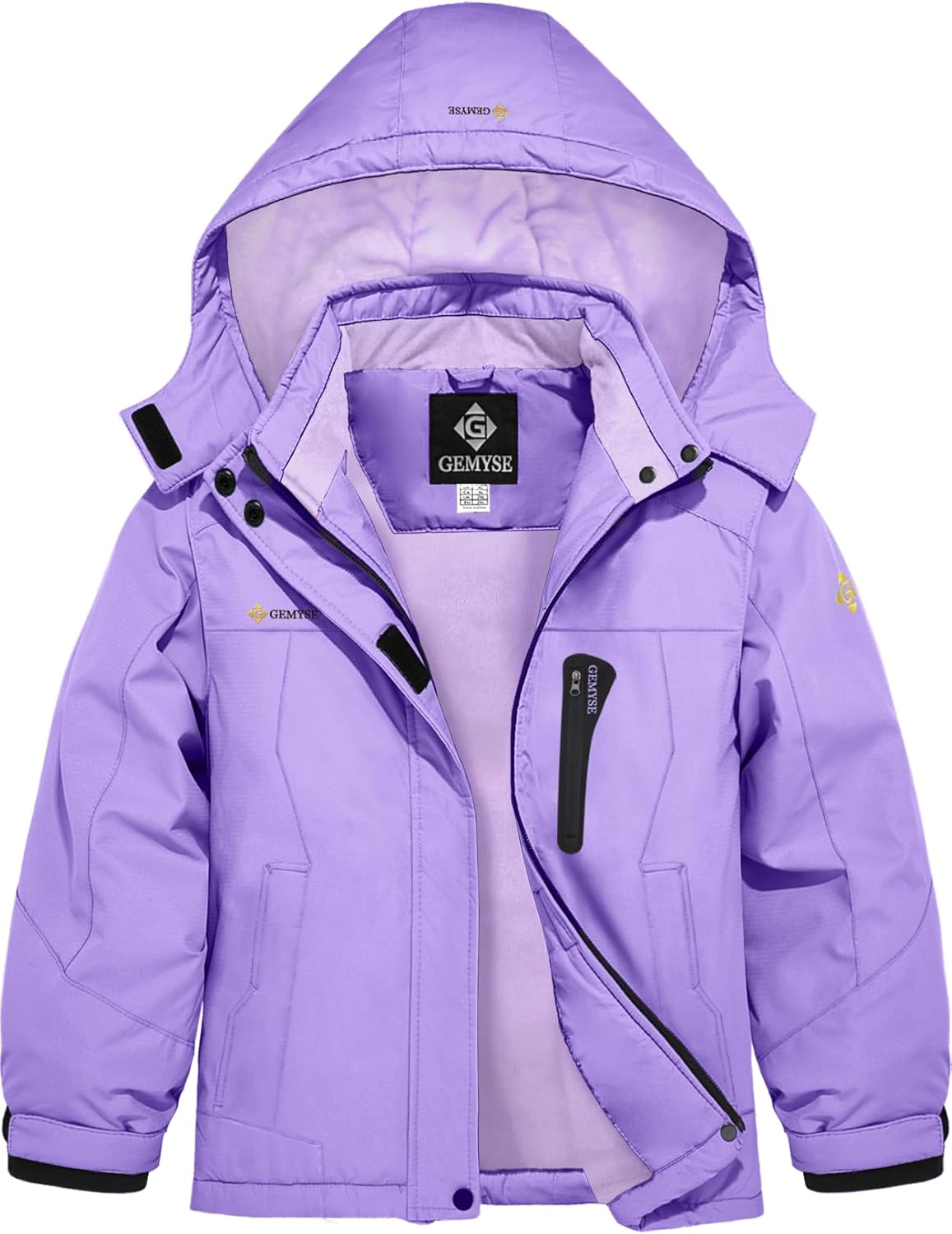 GEMYSE Girl's Waterproof Ski Snow Jacket Hooded Fleece Lined Windproof Winter Jacket