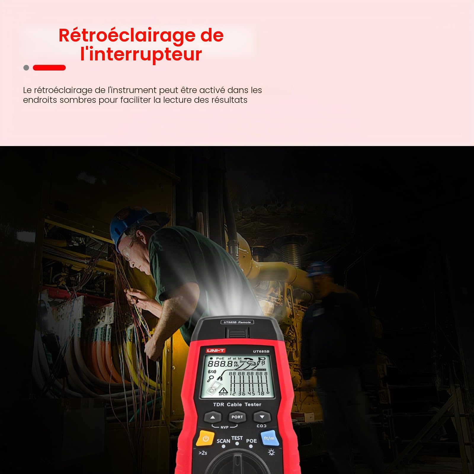 UNI-T Testeur de câble réseau, UT685B KIT TDR, détecteur de traqueur de fil de câble Ethernet, testeur LAN RJ11 RJ45 testeur d'outils réseau