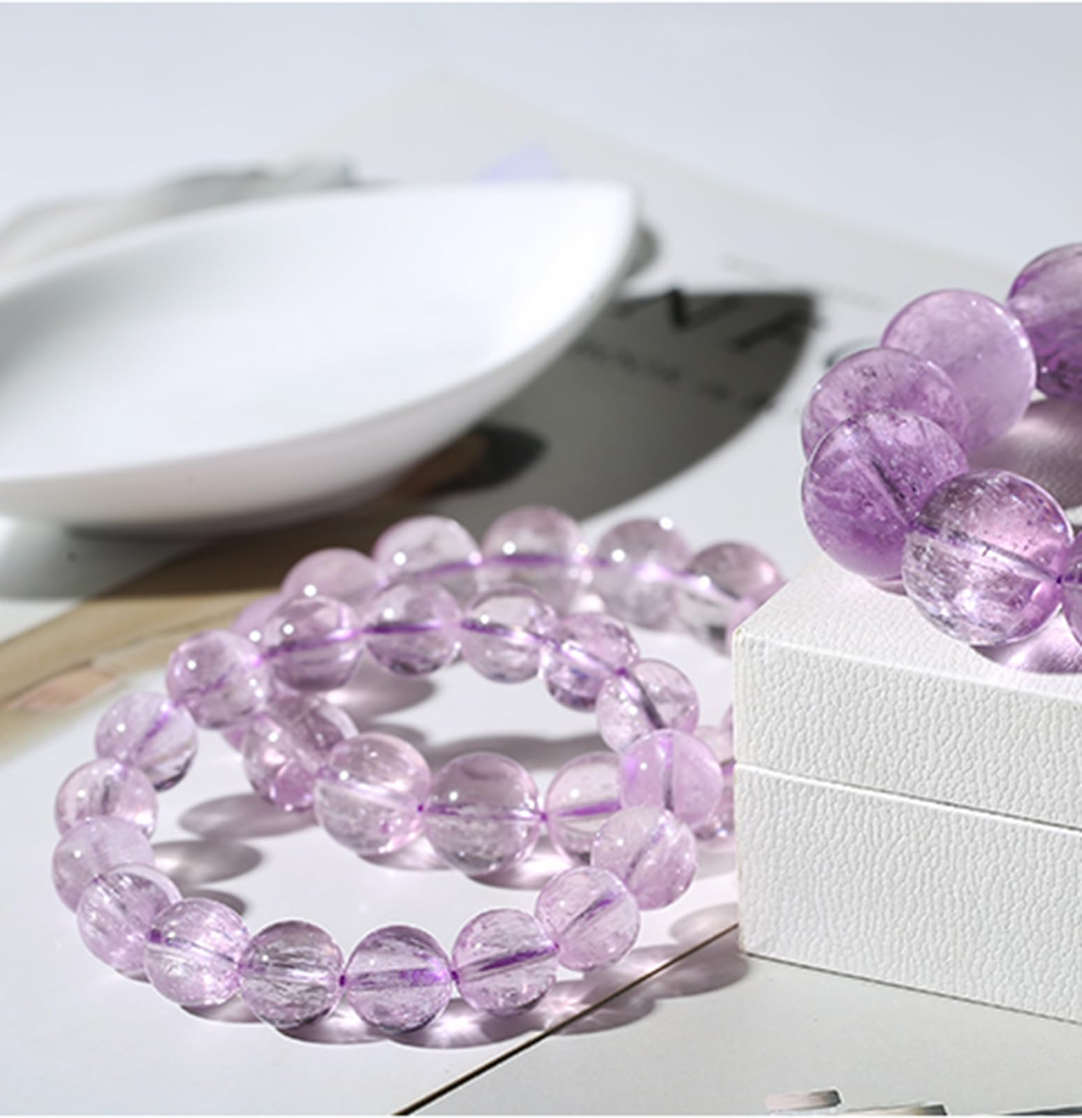 7mm, Pulseras de Kunzita para Mujer, Pulseras de Cuentas de Chakras, Cristales Naturales y Piedras curativas, Joyas, Pulseras de Cristal Morado, Regalos de joyería