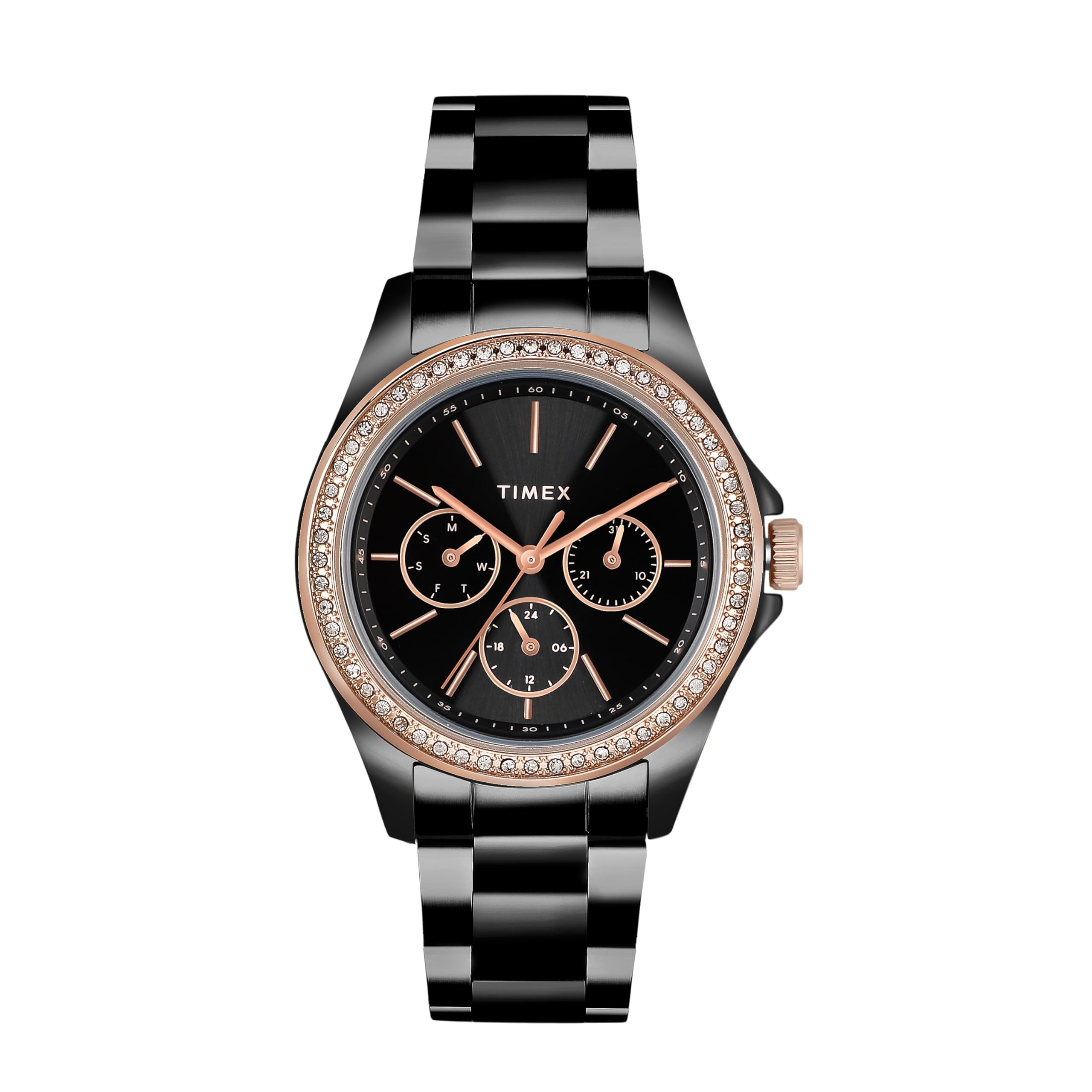 TIMEX Women Stainless Steel Multifunction Analogue Black Dial Watch - Tw000Z404, Band Color-Black (B0CJM2GQ3T) Amazon Price History, Amazon Price Tracker