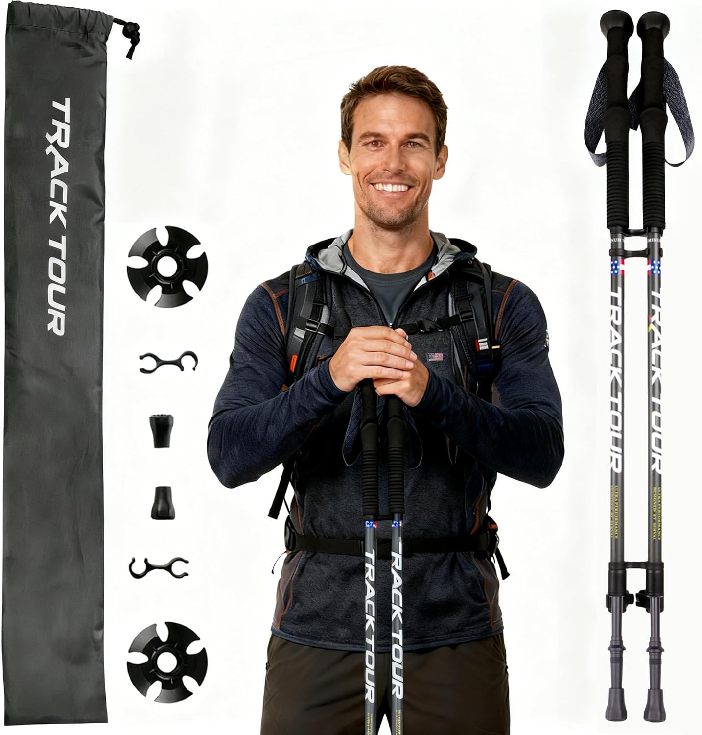 Carbon Fiber Trekking Poles Ultra Lightweight Hiking Poles Walking Sticks with Cork and EVA Foam Grips Quick Adjustable Flip Locks Carbon Fiber Trekking Poles Ultra Lightweight Hiking Poles Walking Sticks with Cork and EVA Foam Grips Quick Adjustable Flip Locks