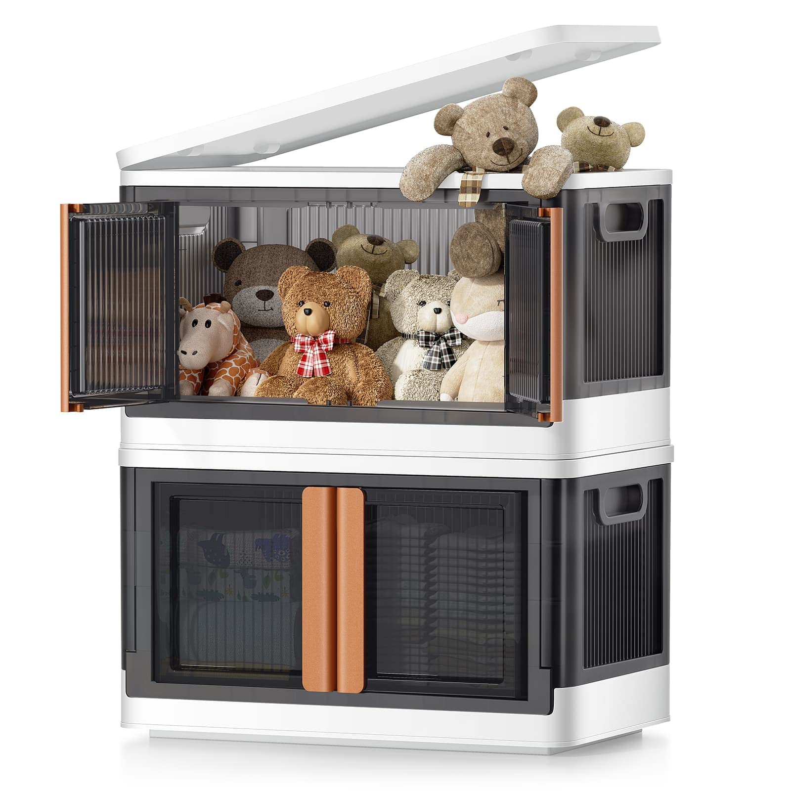 Photo 1 of cocoduck Plastic Storage Bin 2 Pack, 76 Qt./20 Gallon Stackable Storage Bin, Folding Storage Bin, Storage Box 76 Qt./20 Gallon 2 PC