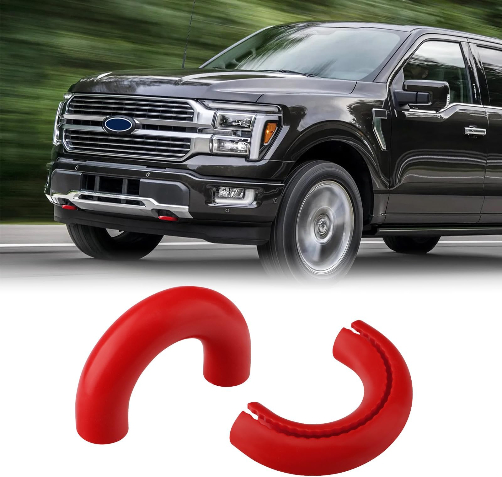 Tow Hooks Covers for Ford F150 2004-2024 Bronco Base/Big Bend/Outer Banks 2021-2024 Compatible with Toyota Tundra Accessories 2017-2021 (Red)