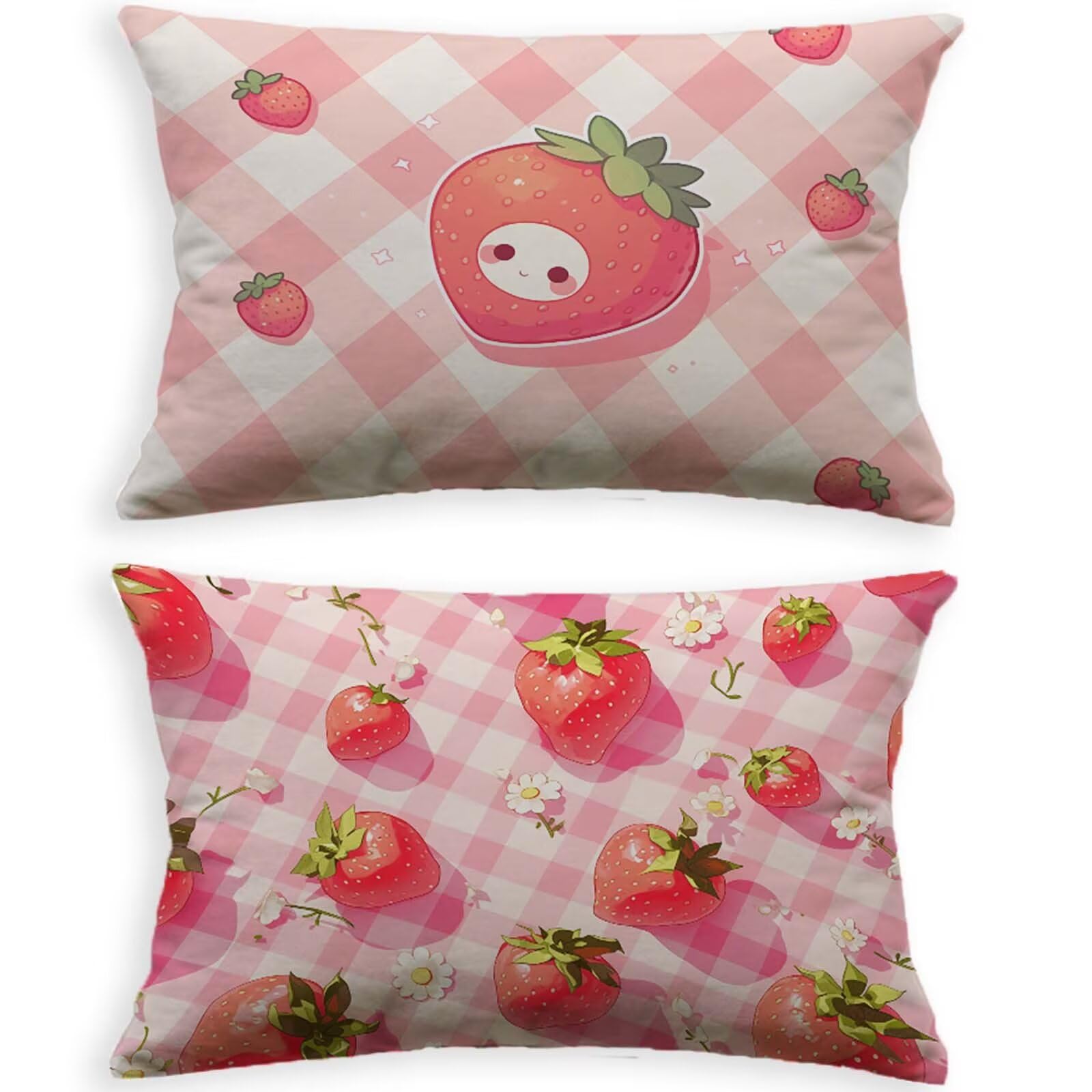 Lot de 2 housses de coussin rose taie oreiller 80x100cm rectangulaire O-217B