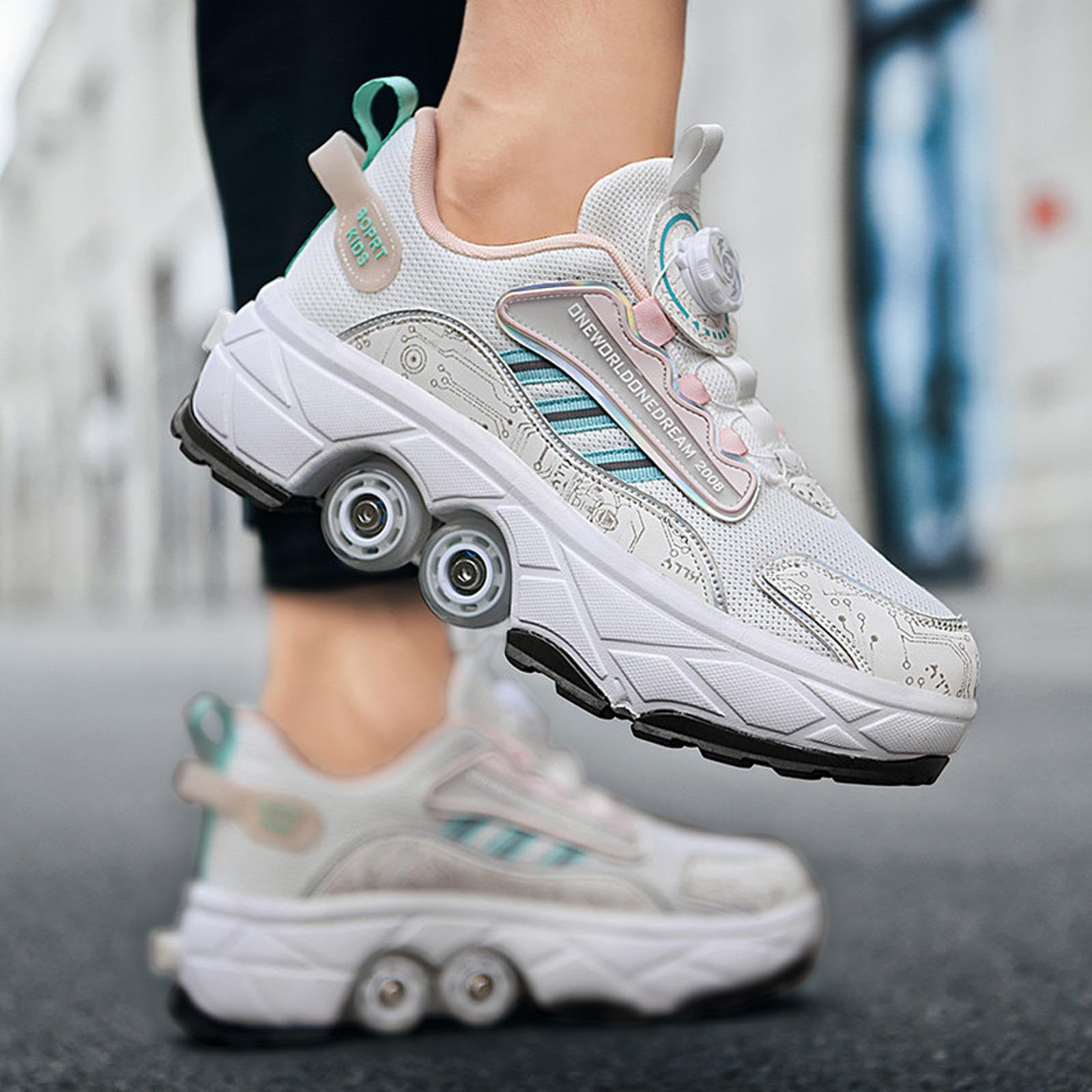 StejaR Scarpe multifunzionali di Nuova concezione per Pattini a Quattro Ruote 2-in-1 da Uomo e Donna a Quattro Ruote per Ragazzi e Ragazze,40