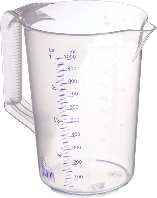 Hünersdorff Transparent measuring jug, Plastic, Transparent/Blue, 1 L