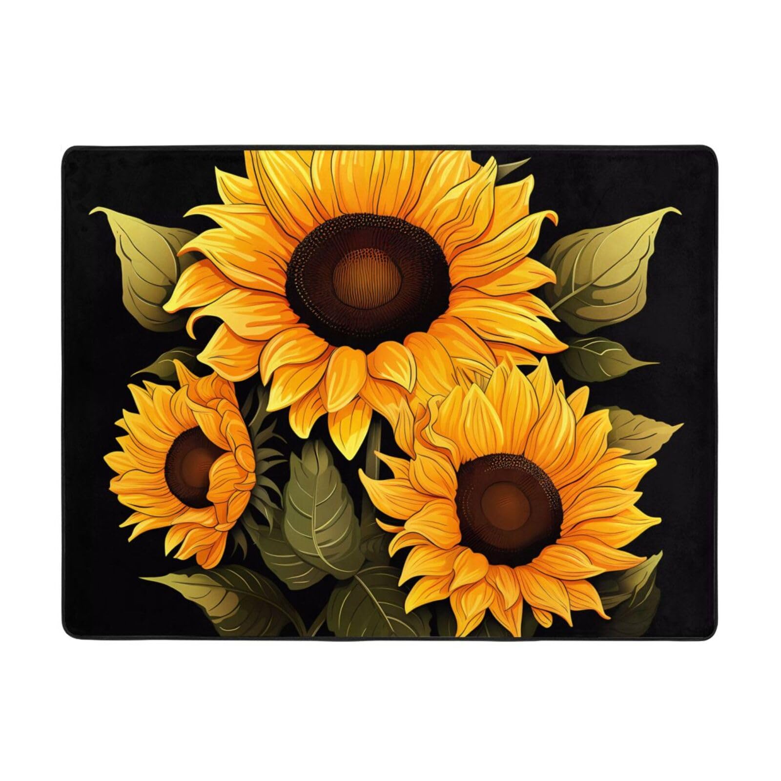 Tapis de salon moderne doux motif tournesol noir pour réchauffer l'atmosphère 160x121