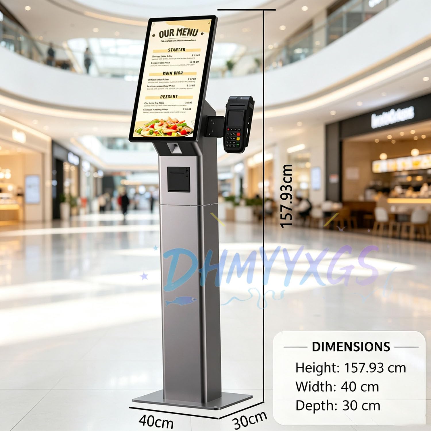 Kiosco de Autoservicio de 21.5" FHD,Impresora Térmica y Pantalla Digital Floor-Standing