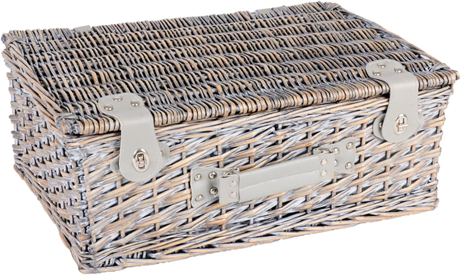 Picnic Basket Set for 4 Persons, Willow Picnic Basket with Insulated Cooler Bag and Tableware, Handmade Gift Hamper for Outdoor Lake Beach Camping and Party